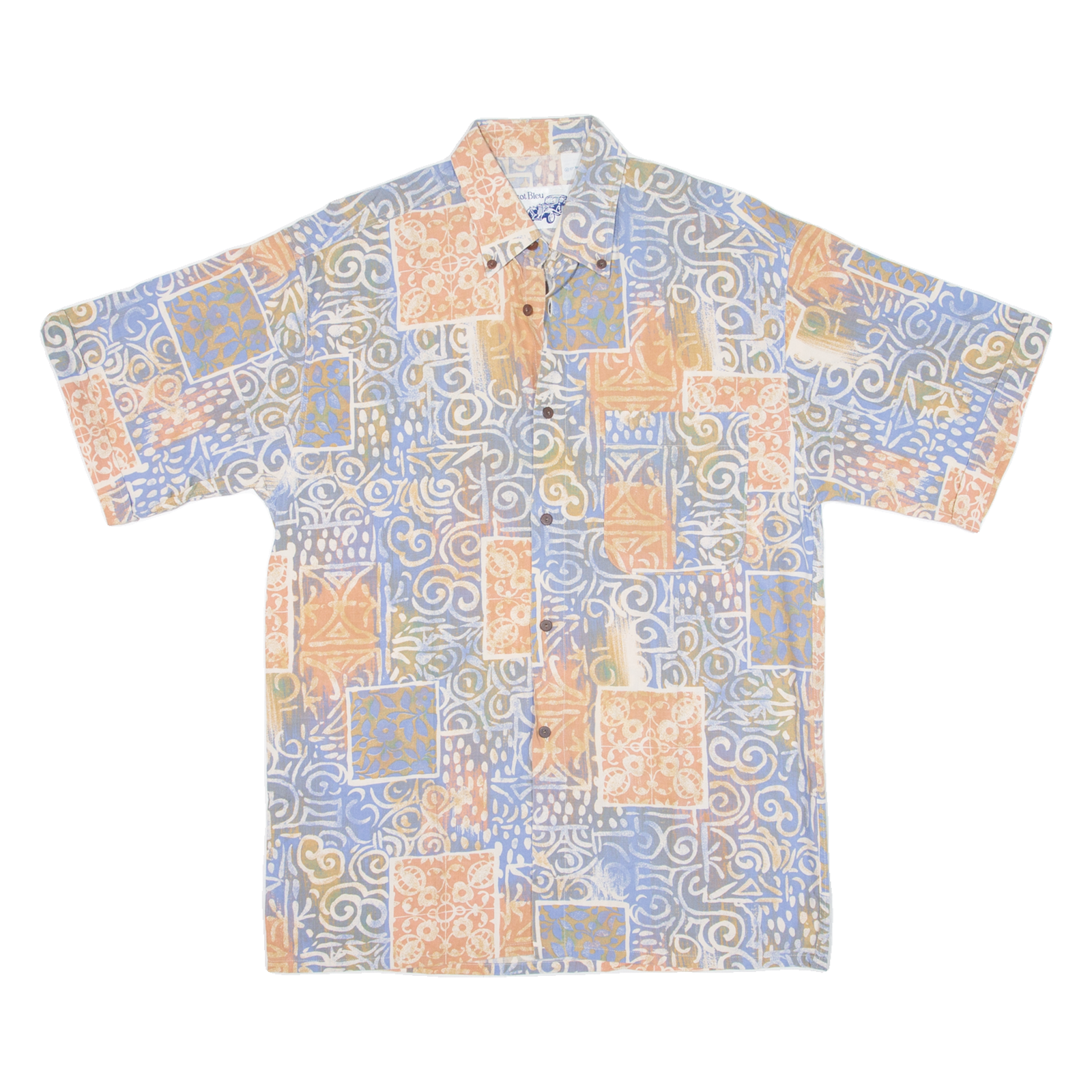 TACOT BLEU Mens Hawaiian Shirt Blue Crazy Pattern S Refurbished - N/A refurbished available on Cerqular