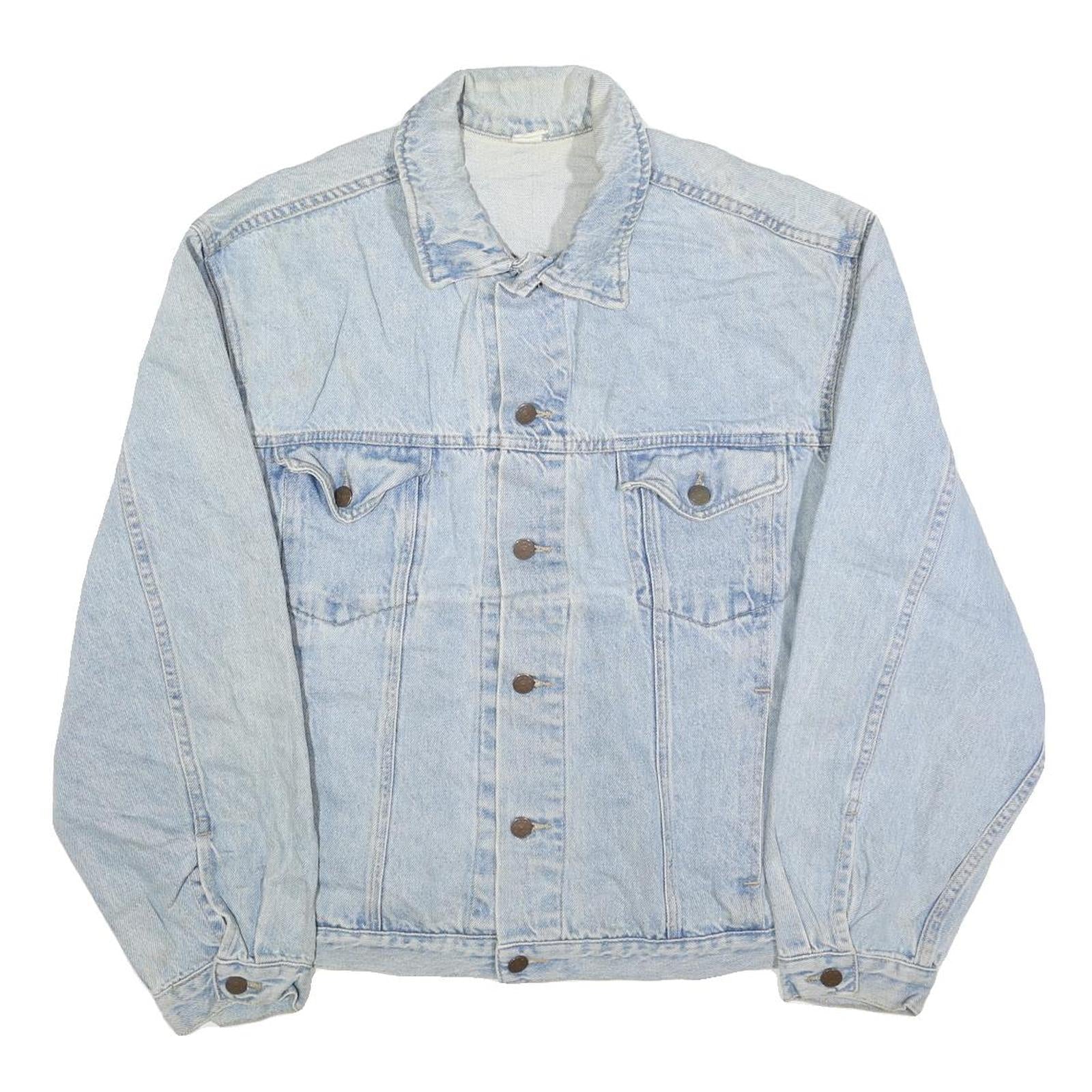 Mens Light Blue Denim Cotton Button Jacket XL Casual Vintage Style Refurbished - N/A refurbished available on Cerqular