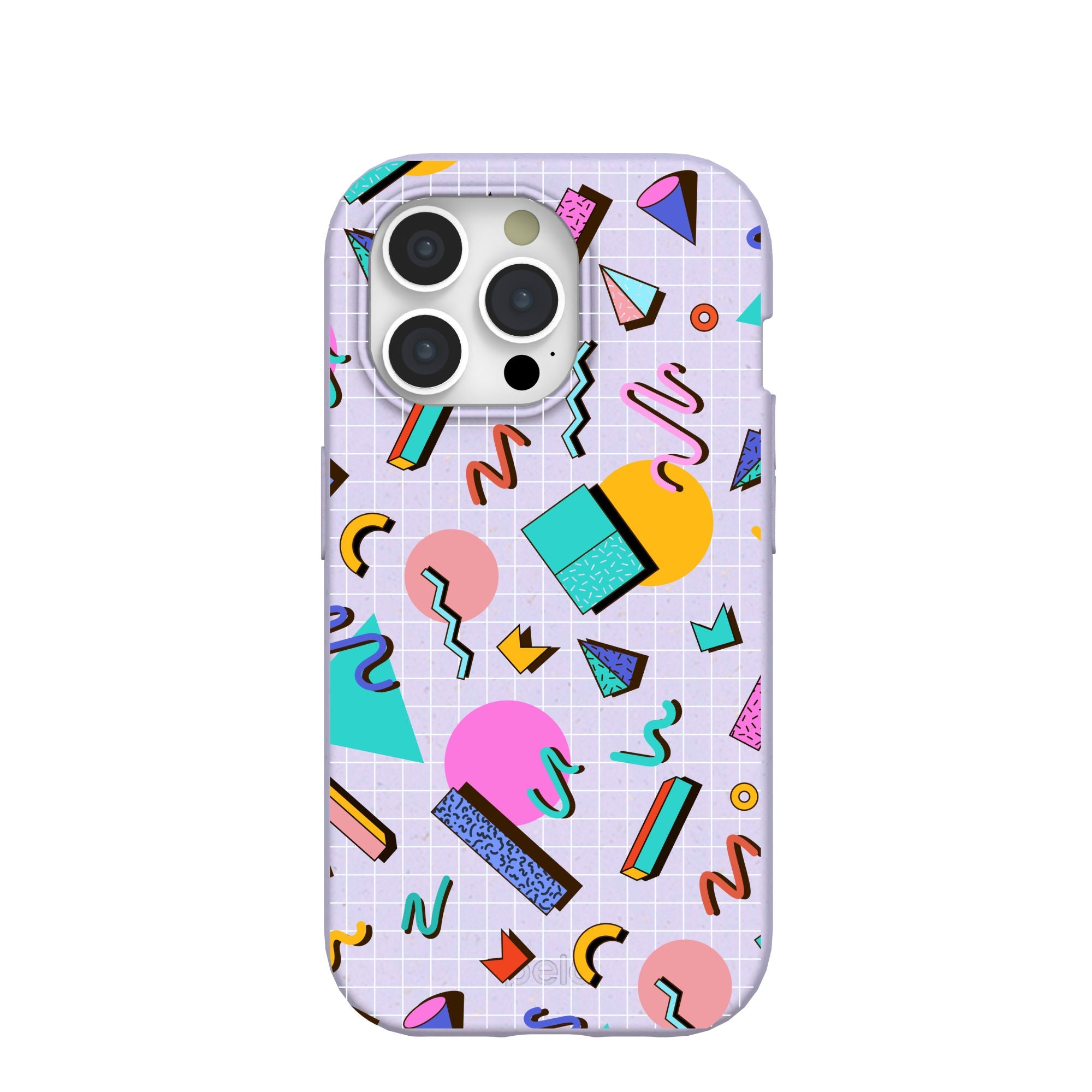 Lavender Retro Grid iPhone 15 Pro Case Refurbished - Pela Case refurbished available on Cerqular