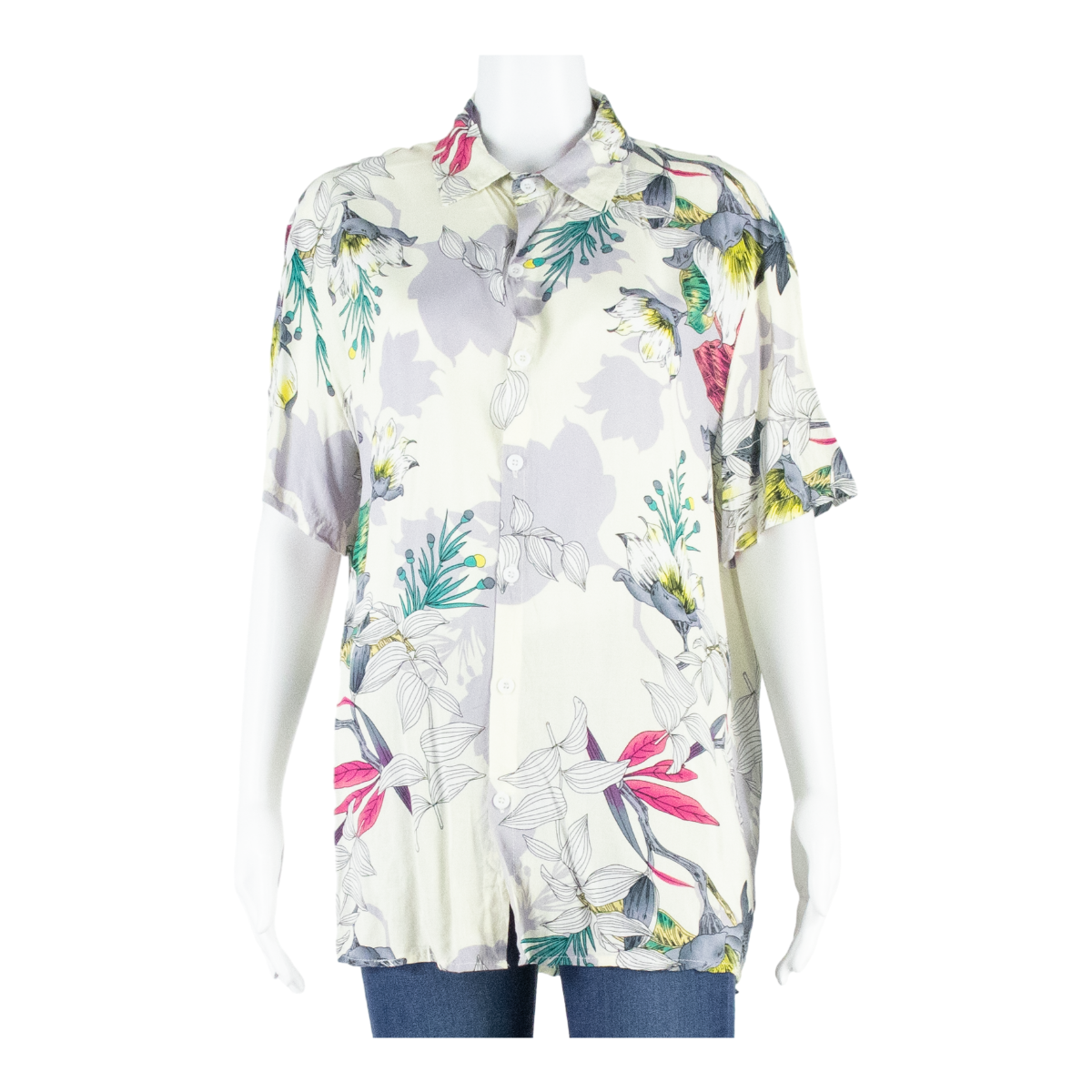 Womens Printed Blouse Beige Floral M Refurbished - N/A refurbished available on Cerqular