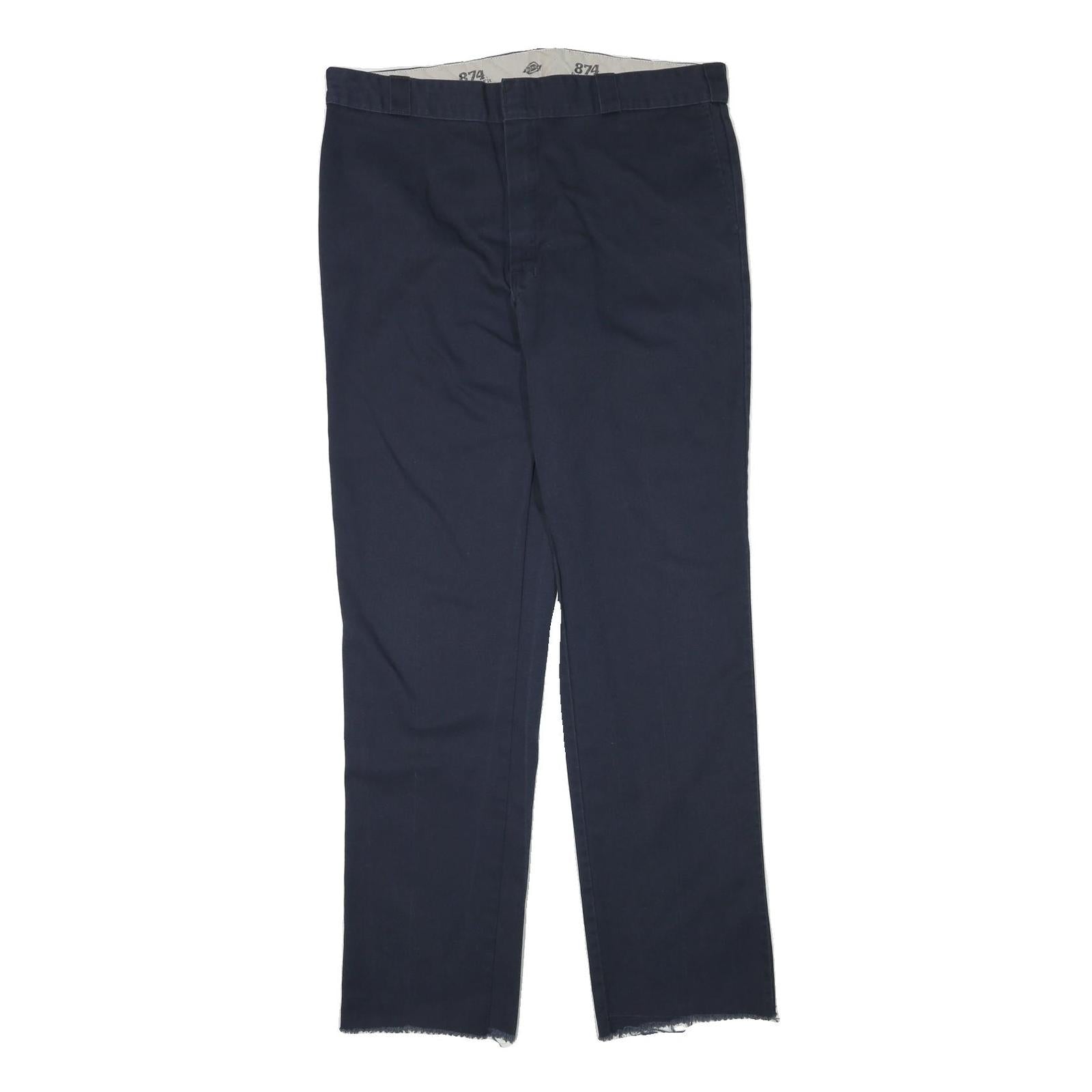 DICKIES Mens Cotton Blend Navy Regular Straight Trousers W38 L35 Workwear Zip Refurbished - N/A refurbished available on Cerqular