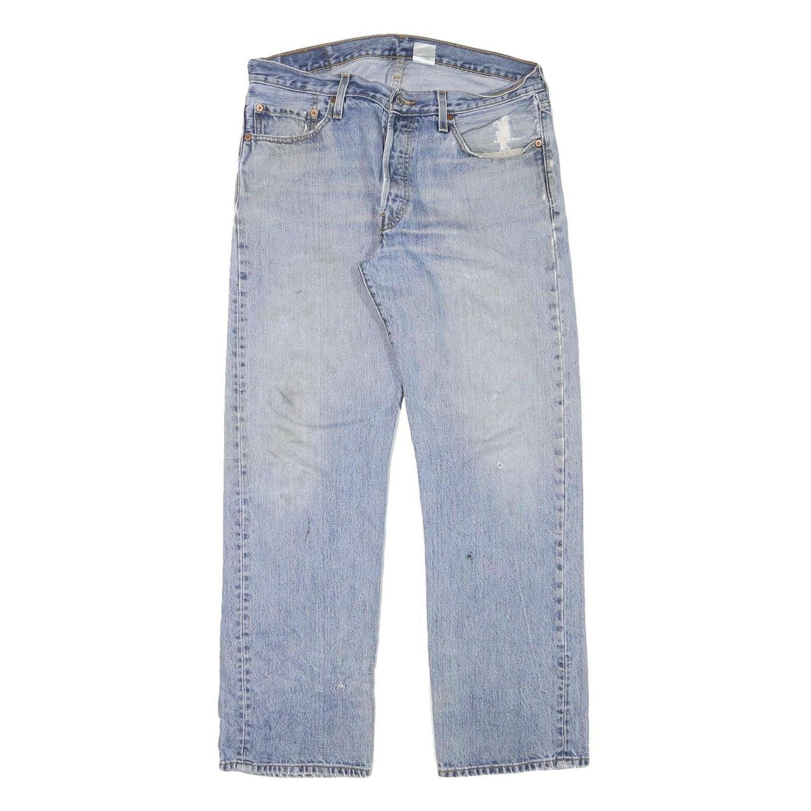 LEVI'S 501 Mens Jeans Blue Regular Straight Denim Medium W32 L30 Classic Style Refurbished - N/A refurbished available on Cerqular