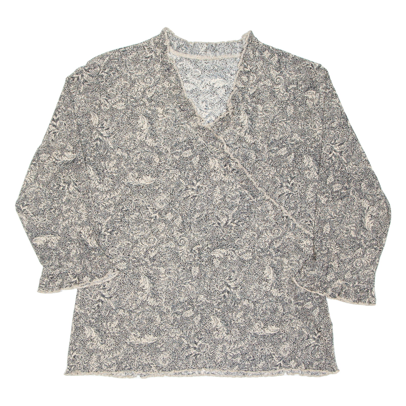 Womens Printed Top Brown V-Neck 3/4 Sleeve Animal Print L Refurbished - N/A refurbished available on Cerqular