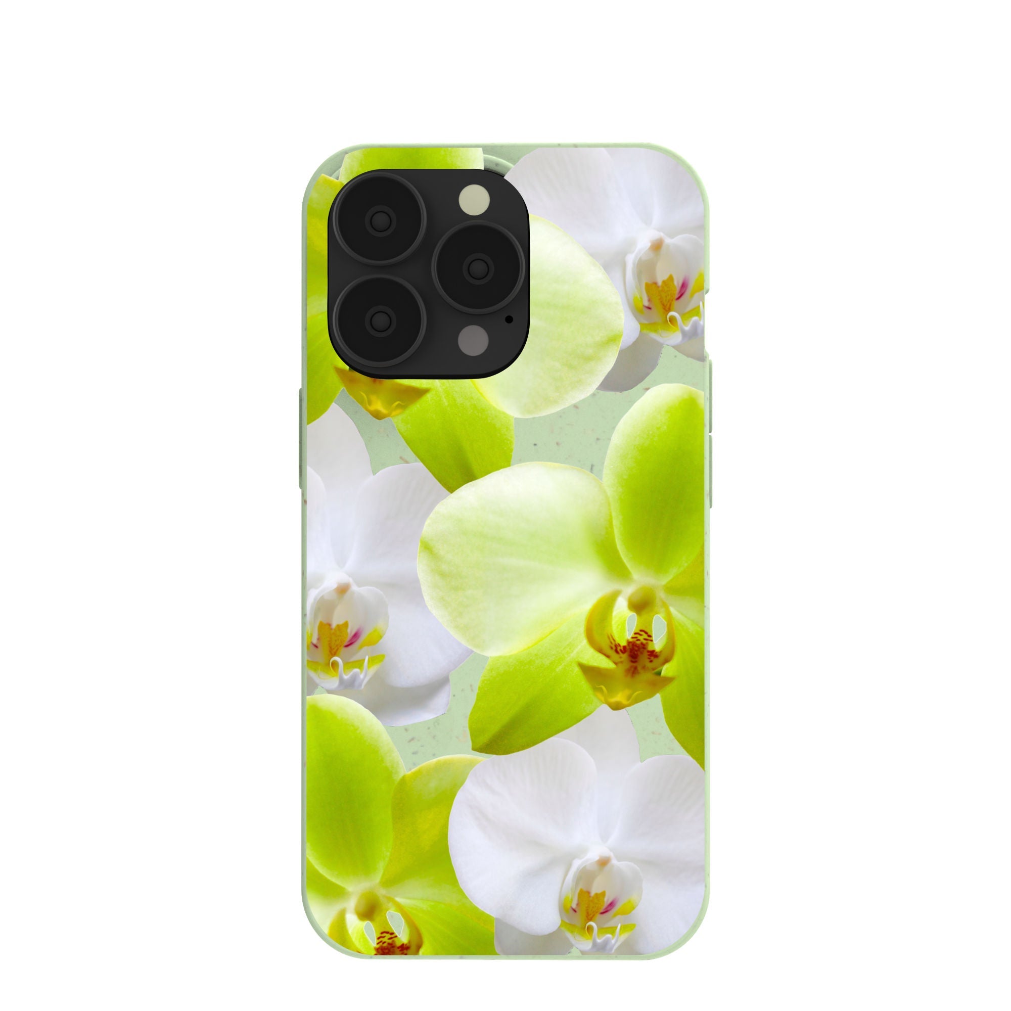 Sage Green Orchid Blooms iPhone 13 Pro Case Refurbished - Pela Case refurbished available on Cerqular