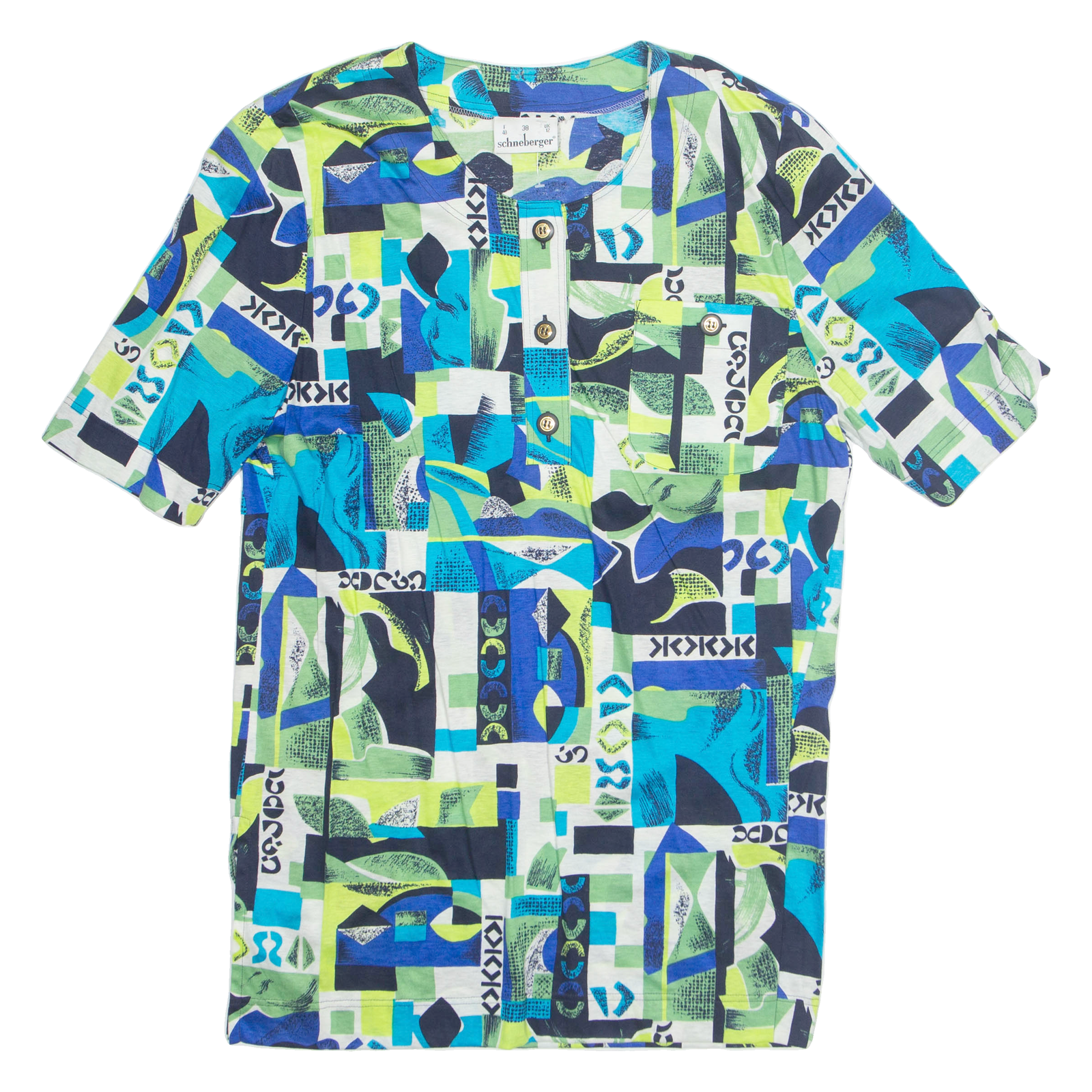 SCHNEBERGER Womens Oversized Top Blue Crazy Pattern M Refurbished - N/A refurbished available on Cerqular