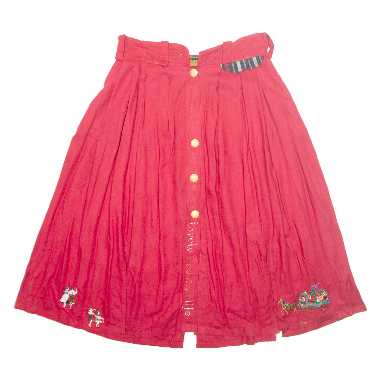 ANTHEA Buttoned Womens A-Line Skirt Red Long L Refurbished - N/A refurbished available on Cerqular