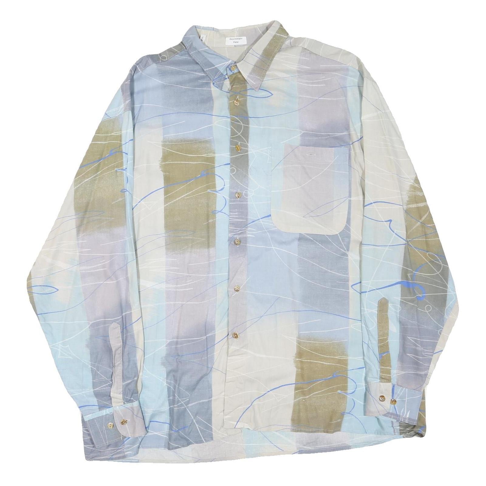 FLASH Mens Blue & Beige Abstract Pattern Shirt XL Cotton Blend Long Sleeve Refurbished - N/A refurbished available on Cerqular