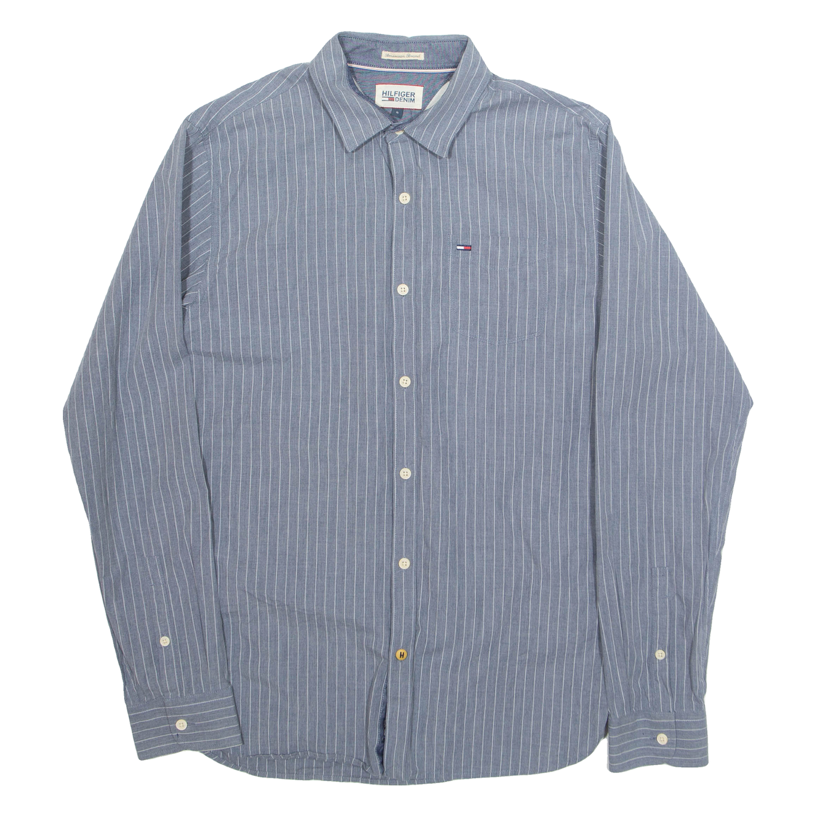 HILFIGER DENIM Mens Shirt Grey Pinstripe Long Sleeve S Refurbished - N/A refurbished available on Cerqular