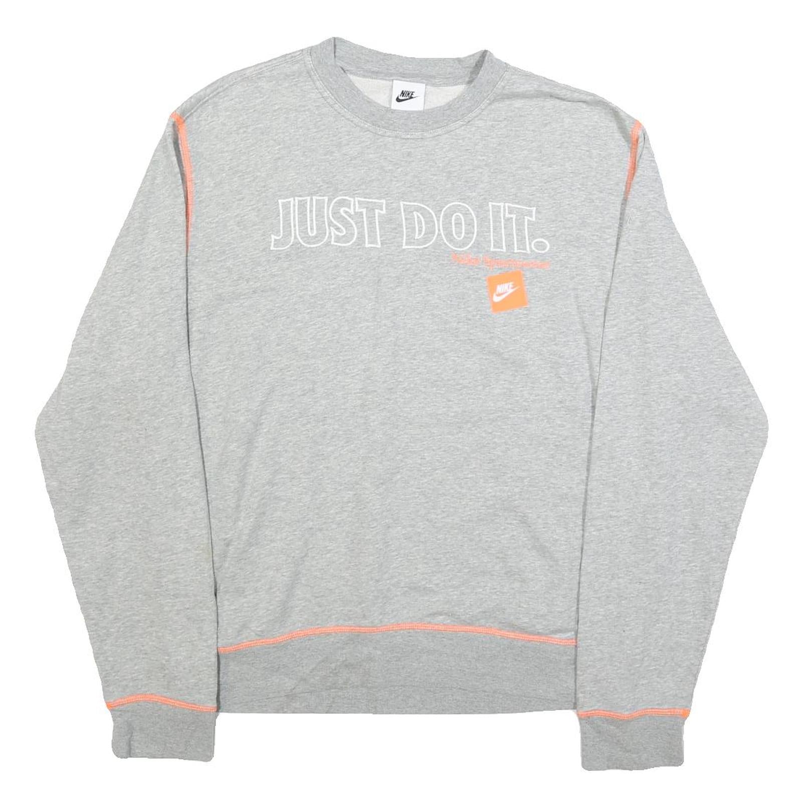 NIKE Mens Grey Sweatshirt Crew Neck M Just Do It Graphic Sportswear Casual Refurbished - N/A refurbished available on Cerqular