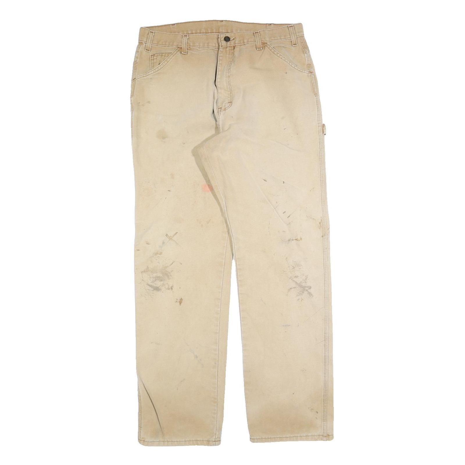 DICKIES Mens Beige Regular Fit Straight Cotton Blend Zip W36 L34 Workwear Jeans Refurbished - N/A refurbished available on Cerqular