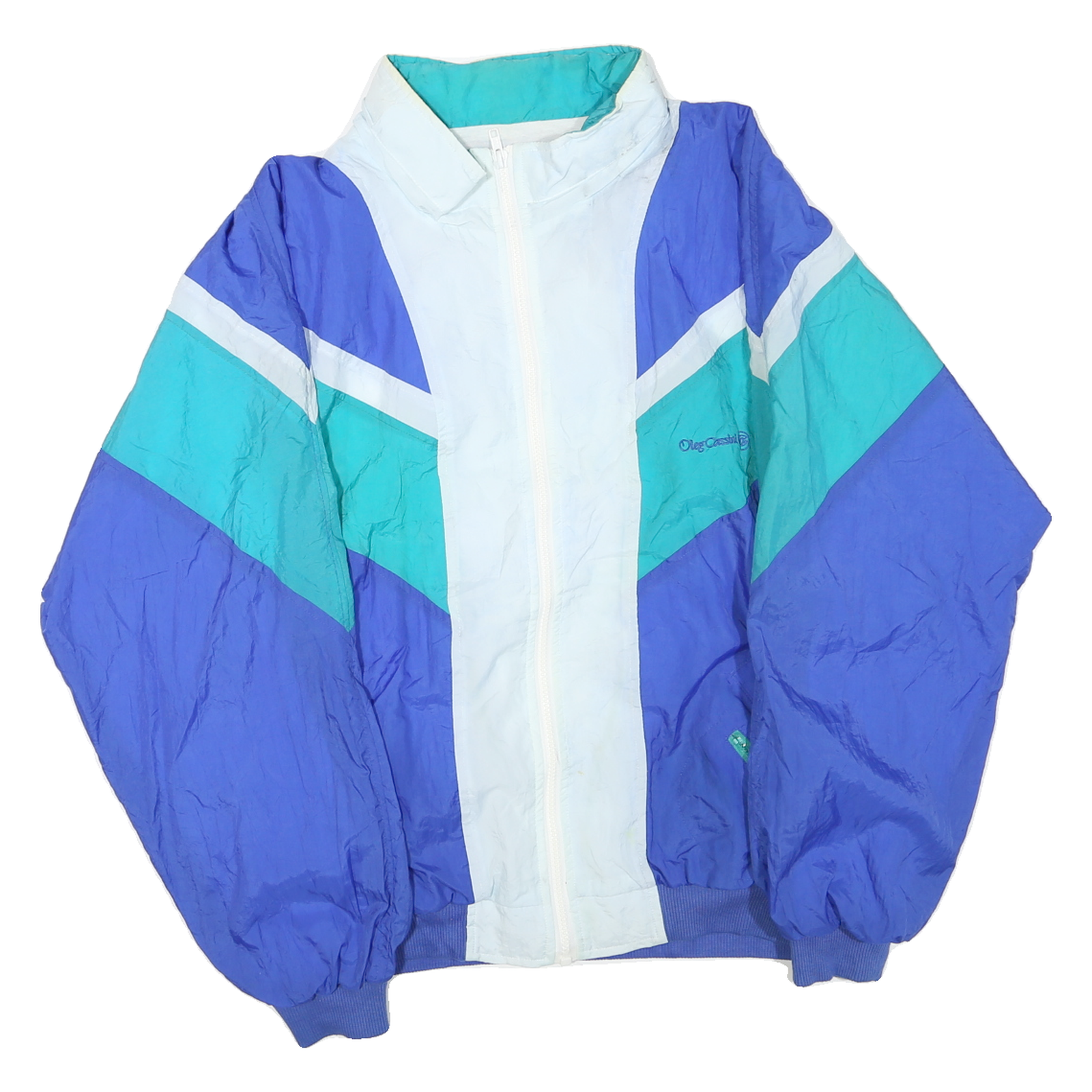 OLEG CASSINI Mens Blue & Teal Colourblock Zip Jacket XL Polyester Blend Woven Refurbished - N/A refurbished available on Cerqular