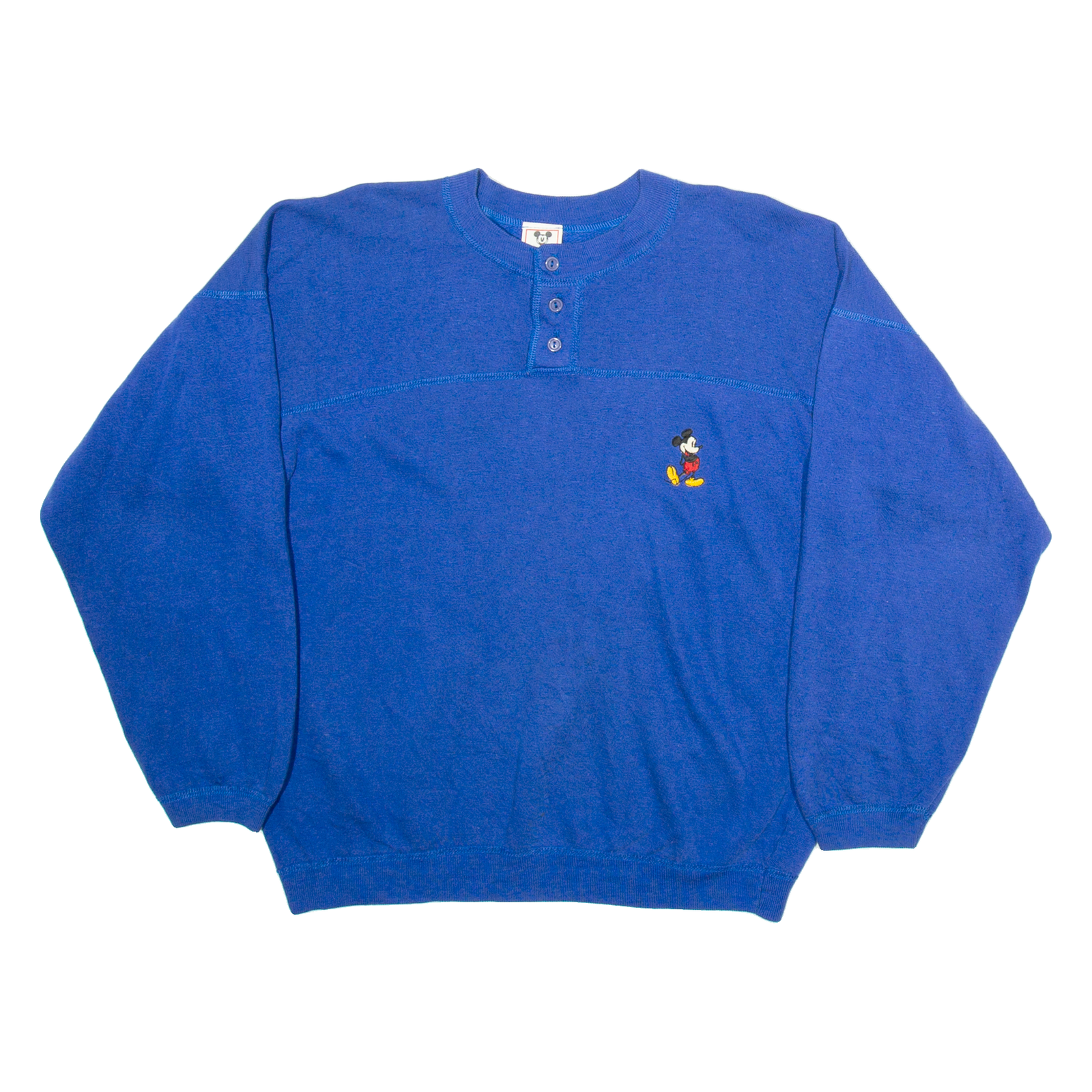 DISNEY Mickey Mouse Womens Sweatshirt Blue Button Neck M Refurbished - N/A refurbished available on Cerqular