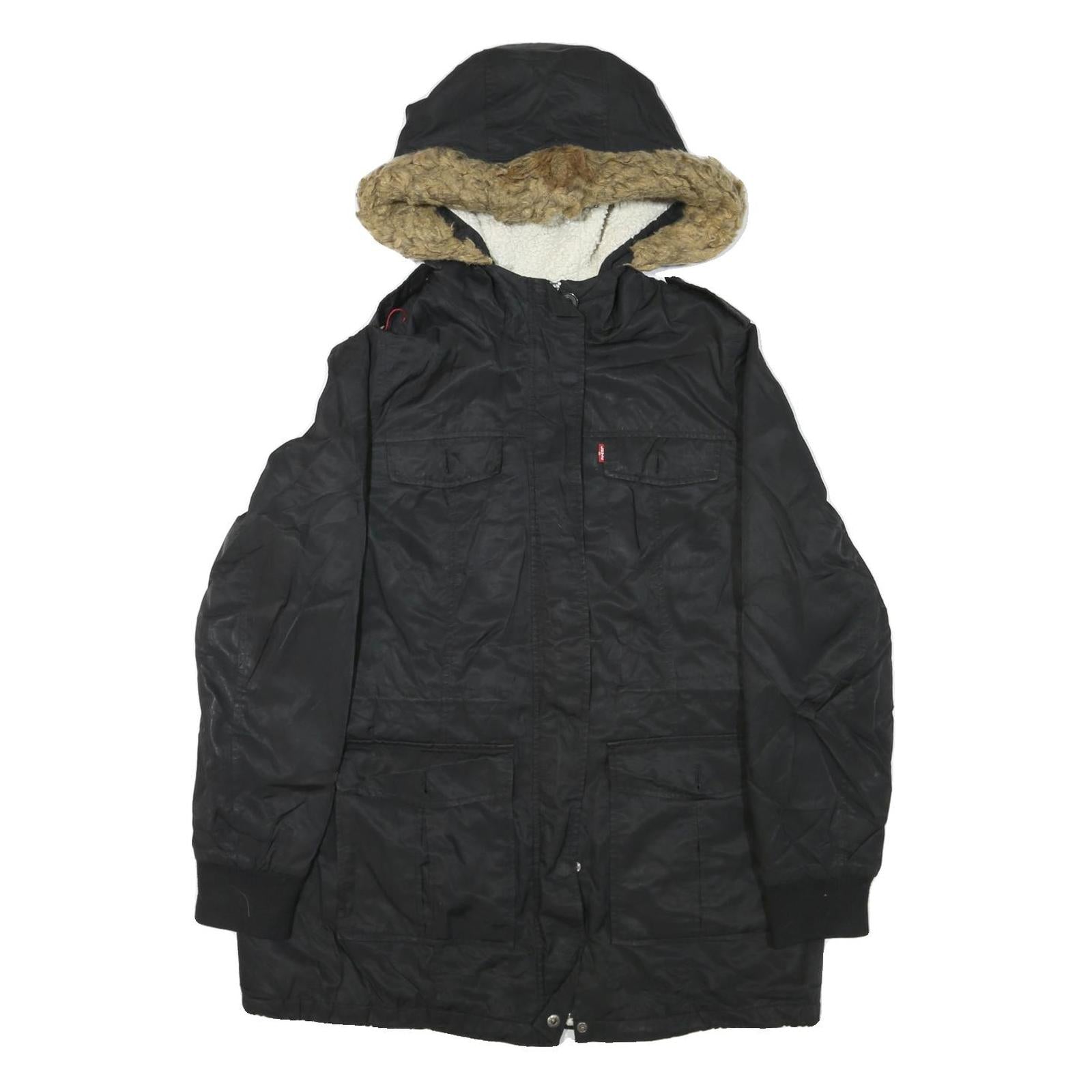 Buy LEVI'S Womens Black Polyester Blend Hooded Jacket M Zip Sherpa Lined Refurbished - $49.39 LEVI'S Womens Black Polyester Blend Hooded Jacket M Zip Sherpa Lined Refurbished - N/A refurbished available on Cerqular