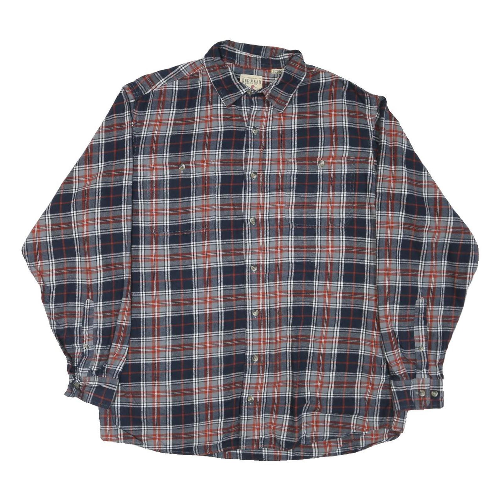 RED HEAD Mens Blue & Red Check Shirt L Cotton Blend Classic Fit Casual Refurbished - N/A refurbished available on Cerqular