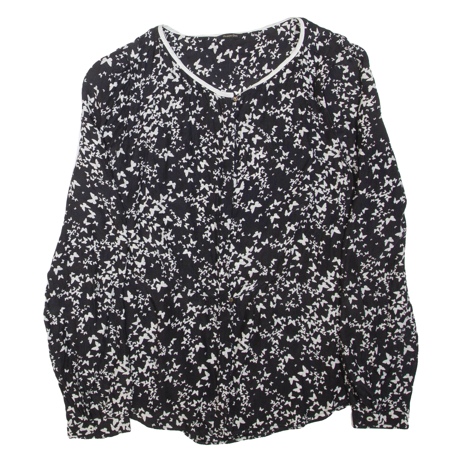 MASSIMO DUTTI Butterfly Womens Printed Blouse Black Long Sleeve S Refurbished - N/A refurbished available on Cerqular