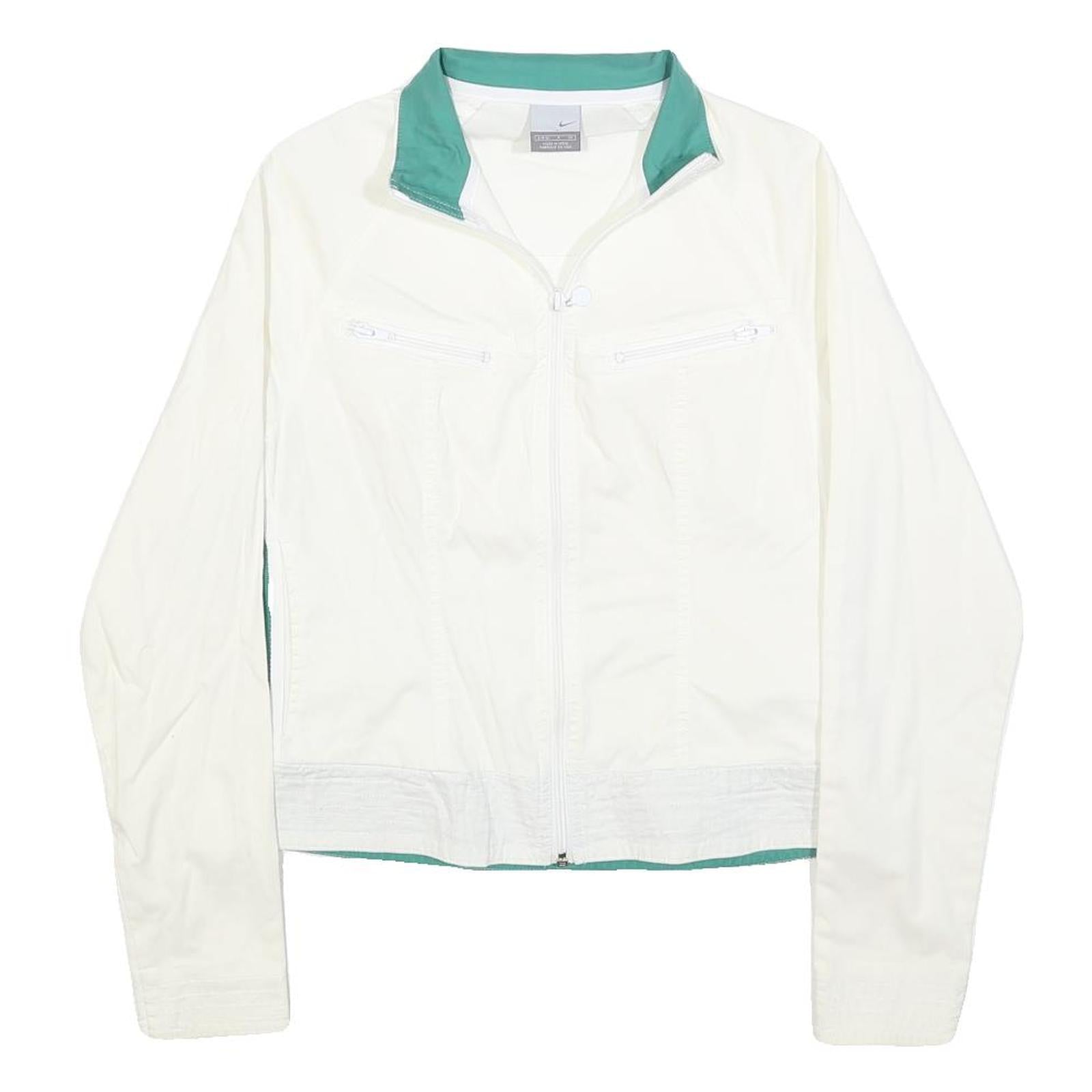 NIKE Womens White & Green Outdoor Jacket S Cotton Blend Woven Plain Zip Long Refurbished - N/A refurbished available on Cerqular