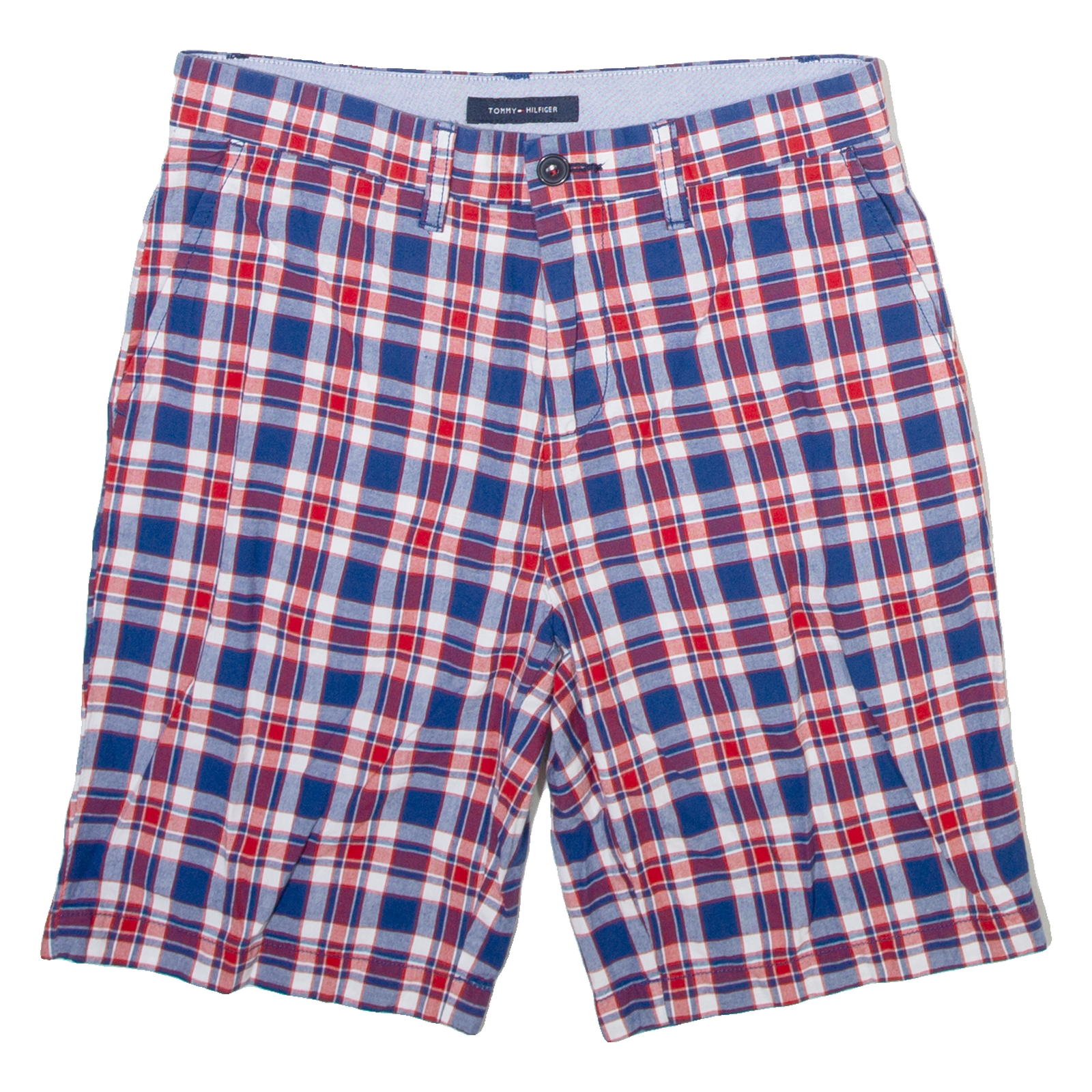 TOMMY HILFIGER Mens Casual Shorts Blue Check M W30 Refurbished - N/A refurbished available on Cerqular