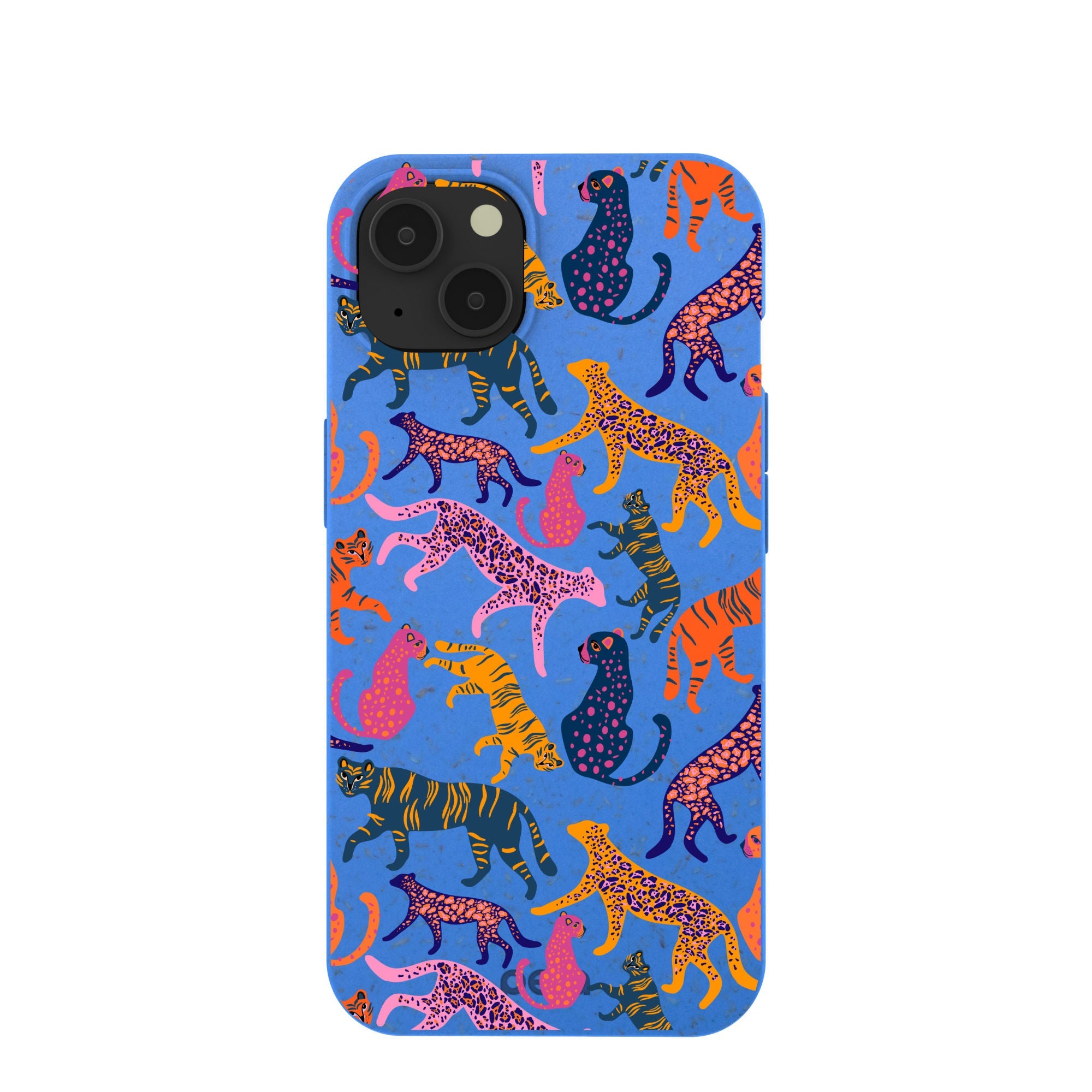 Electric Blue Jungle Cat iPhone 13 Case Refurbished - Pela Case refurbished available on Cerqular