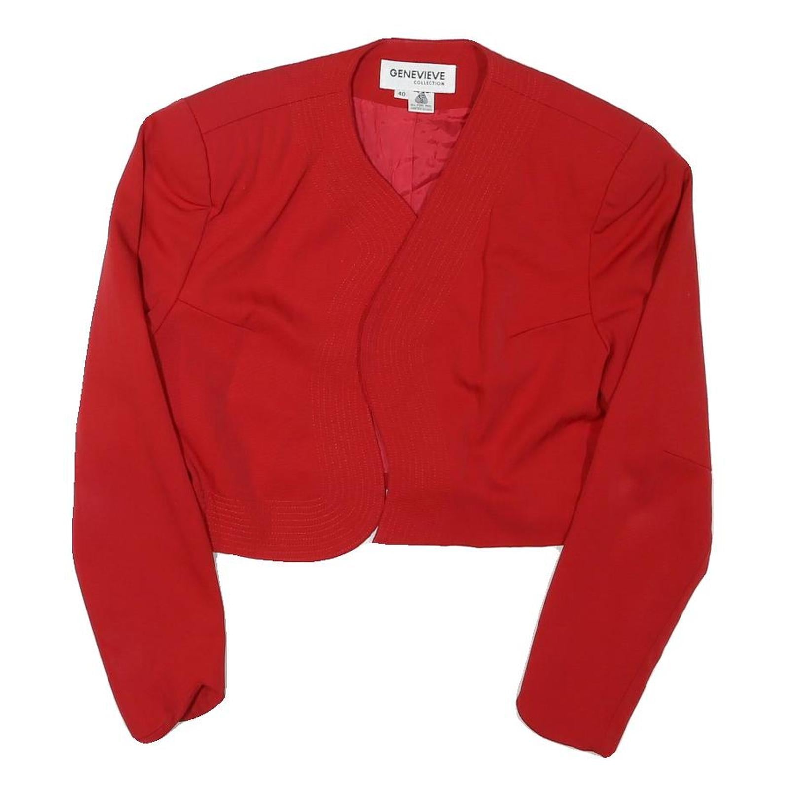 GENEVIEVE COLLECTION Womens Red Wool Cropped Jacket XS Plain Stylish Lightweight Refurbished - N/A refurbished available on Cerqular