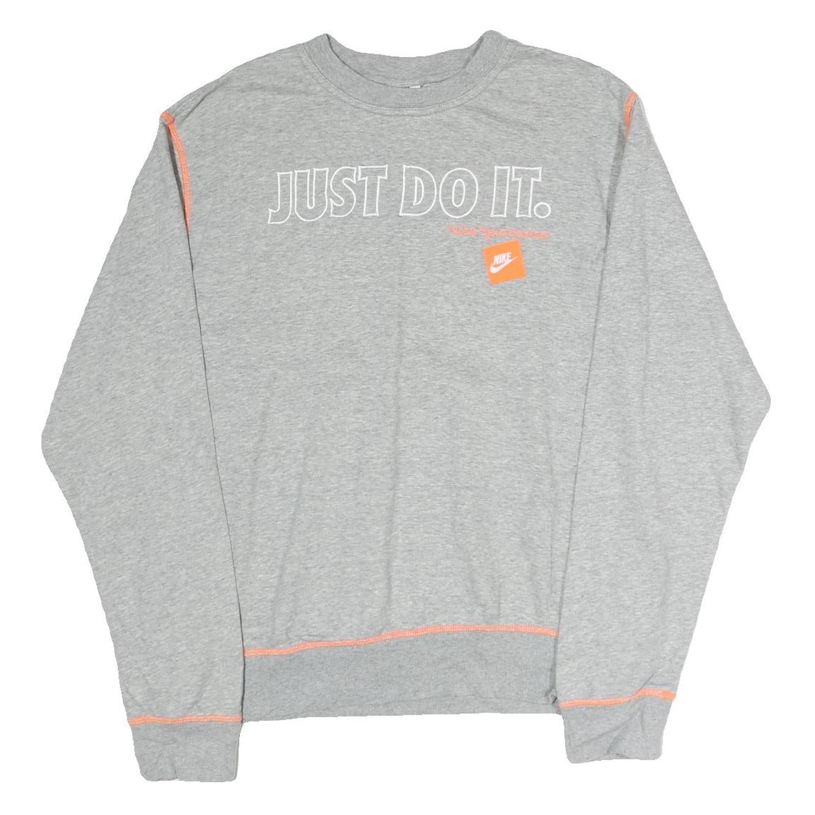 Buy NIKE Mens Grey Sweatshirt Just Do It Crew Neck M Lightweight Cotton Pullover Refurbished - $41.59 NIKE Mens Grey Sweatshirt Just Do It Crew Neck M Lightweight Cotton Pullover Refurbished - N/A refurbished available on Cerqular