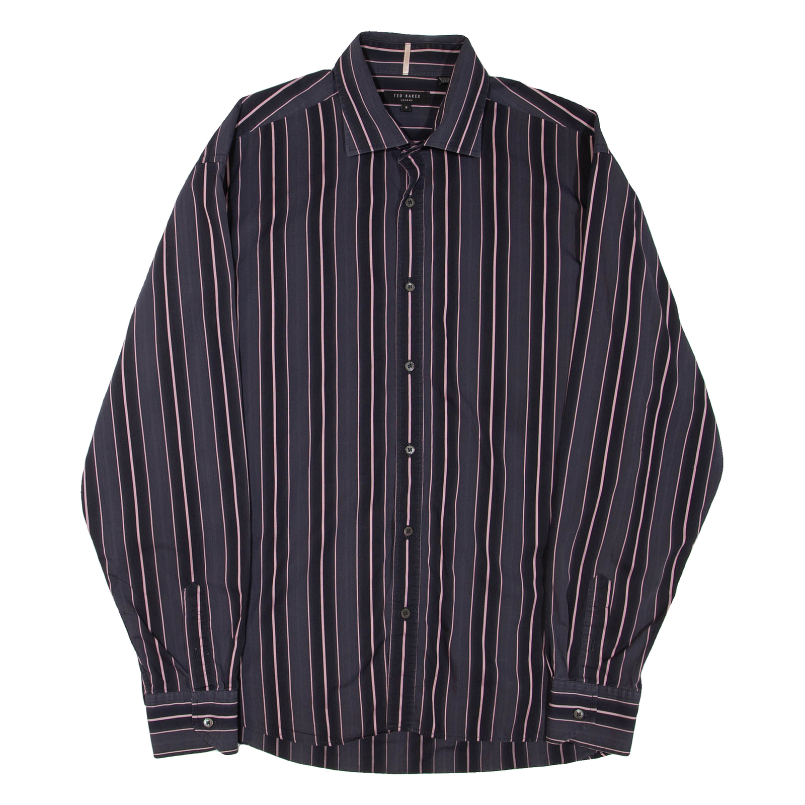 TED BAKER Mens Shirt Grey Striped Long Sleeve XL Refurbished - N/A refurbished available on Cerqular