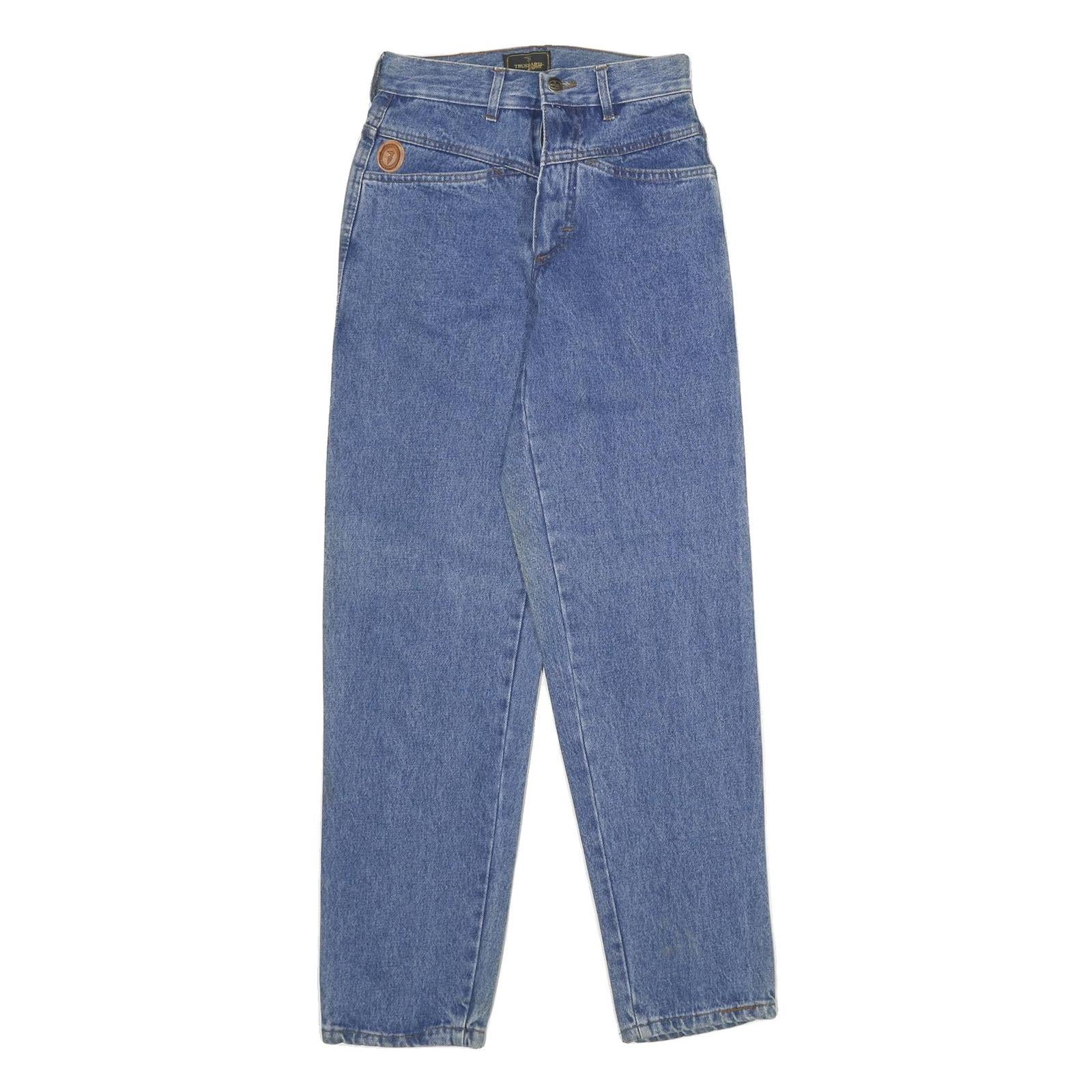 TRUSSARDI Womens Blue Regular Fit Straight Denim Medium Wash Jeans W26 L34 Refurbished - N/A refurbished available on Cerqular