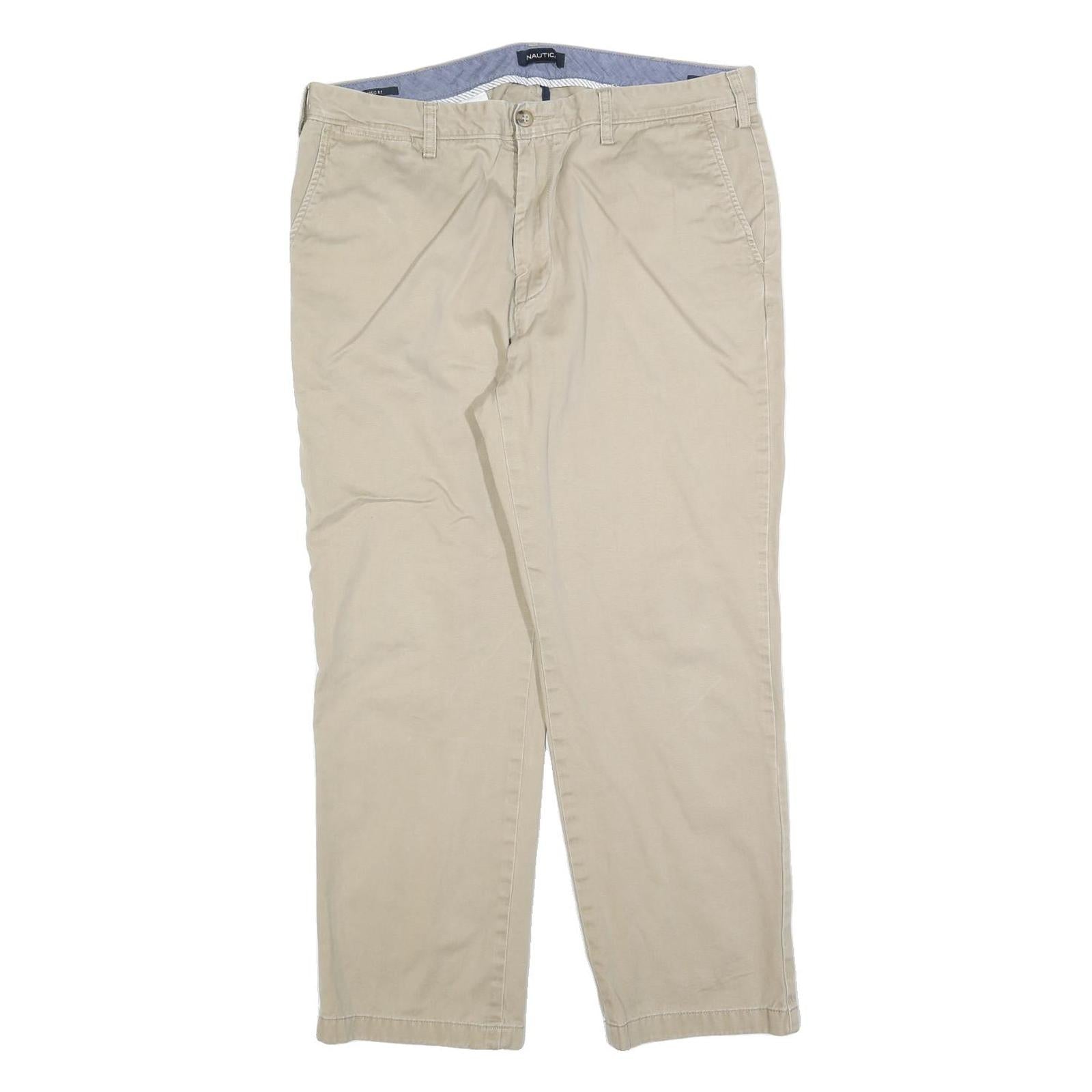 NAUTICA Mens Regular Fit Beige Cotton Blend Chino Trousers W36 L27 Casual Zip Refurbished - N/A refurbished available on Cerqular