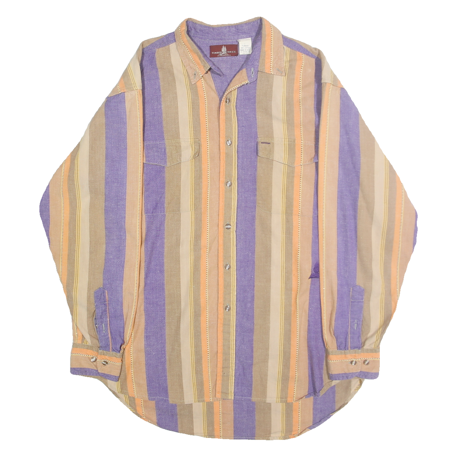 WRANGLER Mens Purple & Beige Striped Shirt L Cotton Casual Long Sleeve Refurbished - N/A refurbished available on Cerqular