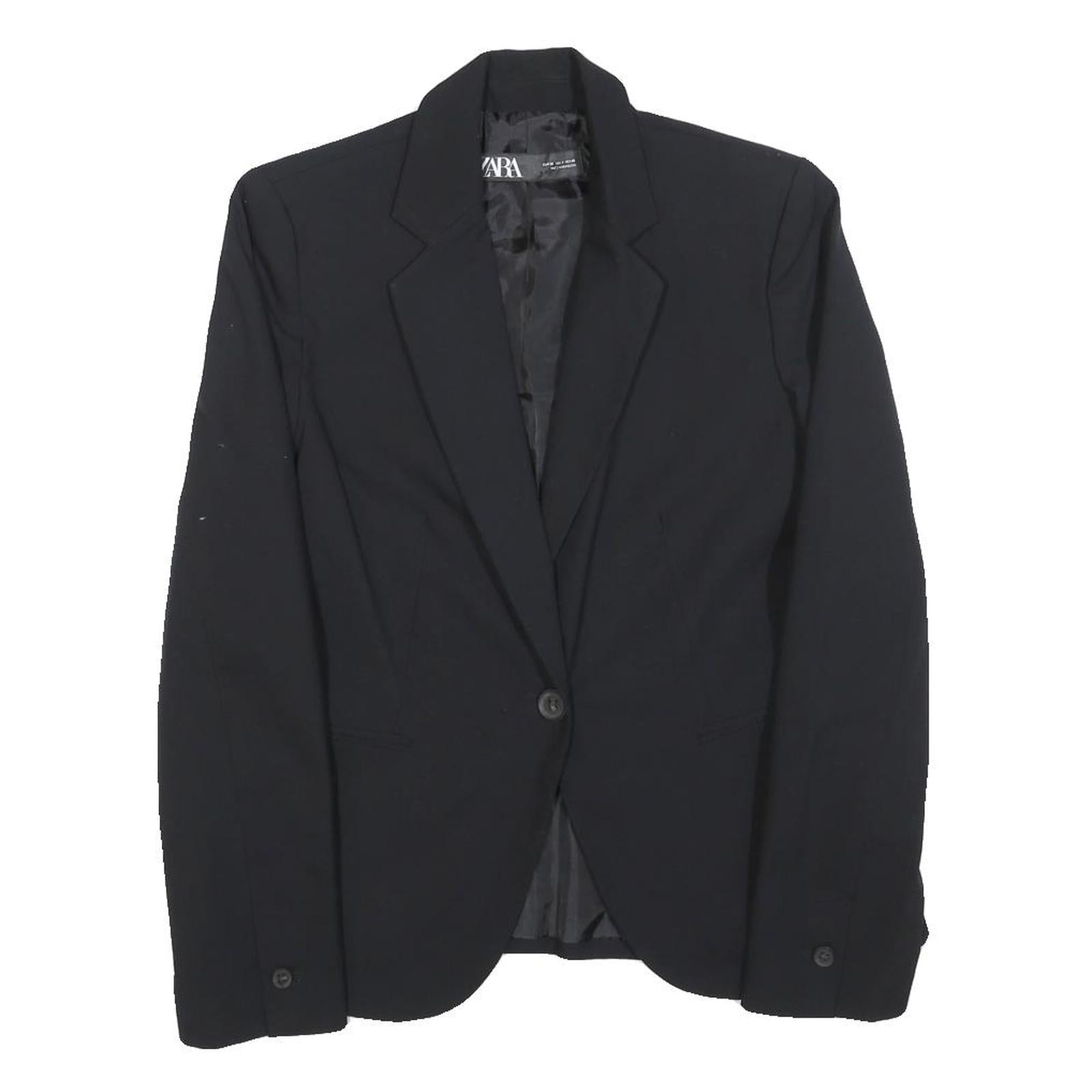 ZARA Womens Black Classic Jacket S Polyester Blend Button Plain Elegant Refurbished - N/A refurbished available on Cerqular