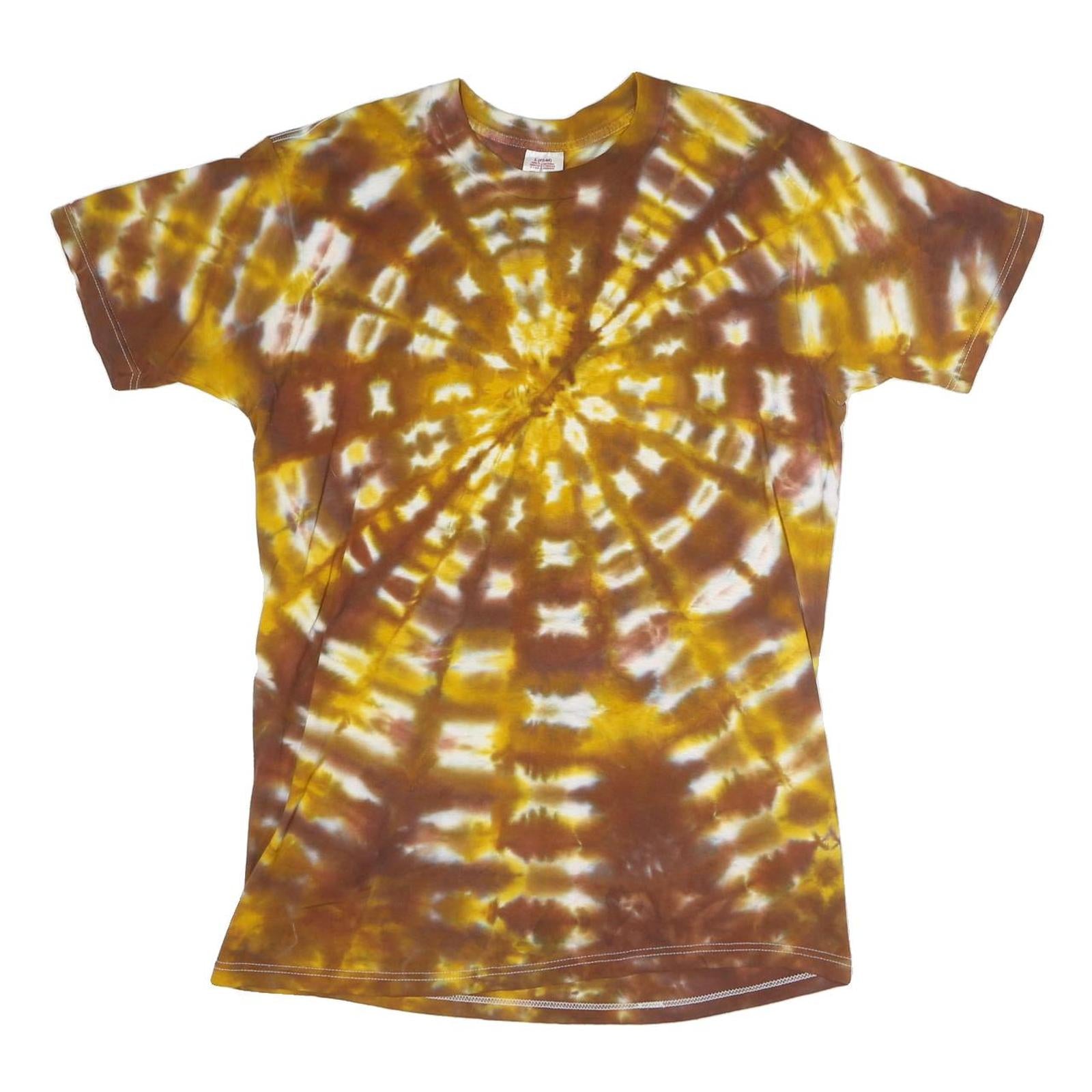 BWD Mens Brown & Yellow Tie Dye T-Shirt L Short Sleeve Crew Neck Casual Refurbished - N/A refurbished available on Cerqular