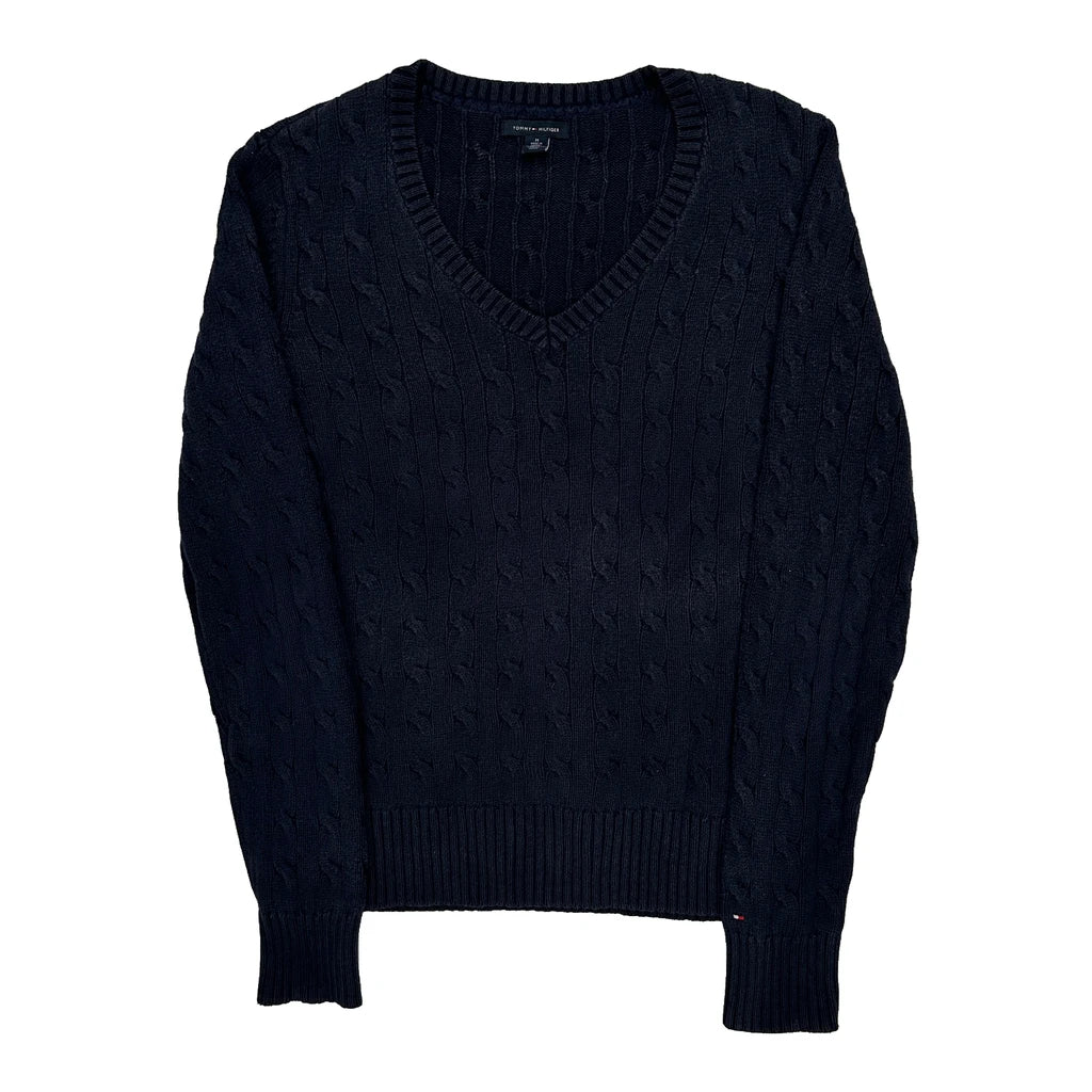 Tommy Hilfiger Jumper - Medium Navy Cotton Refurbished - Thrifted (note: this is a term often used to describe second- refurbished available on Cerqular