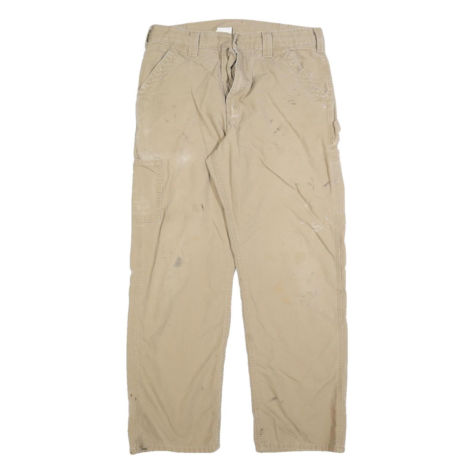 CARHARTT Mens Beige Regular Fit Straight Cotton Blend Jeans W34 L32 Workwear Zip Refurbished - N/A refurbished available on Cerqular