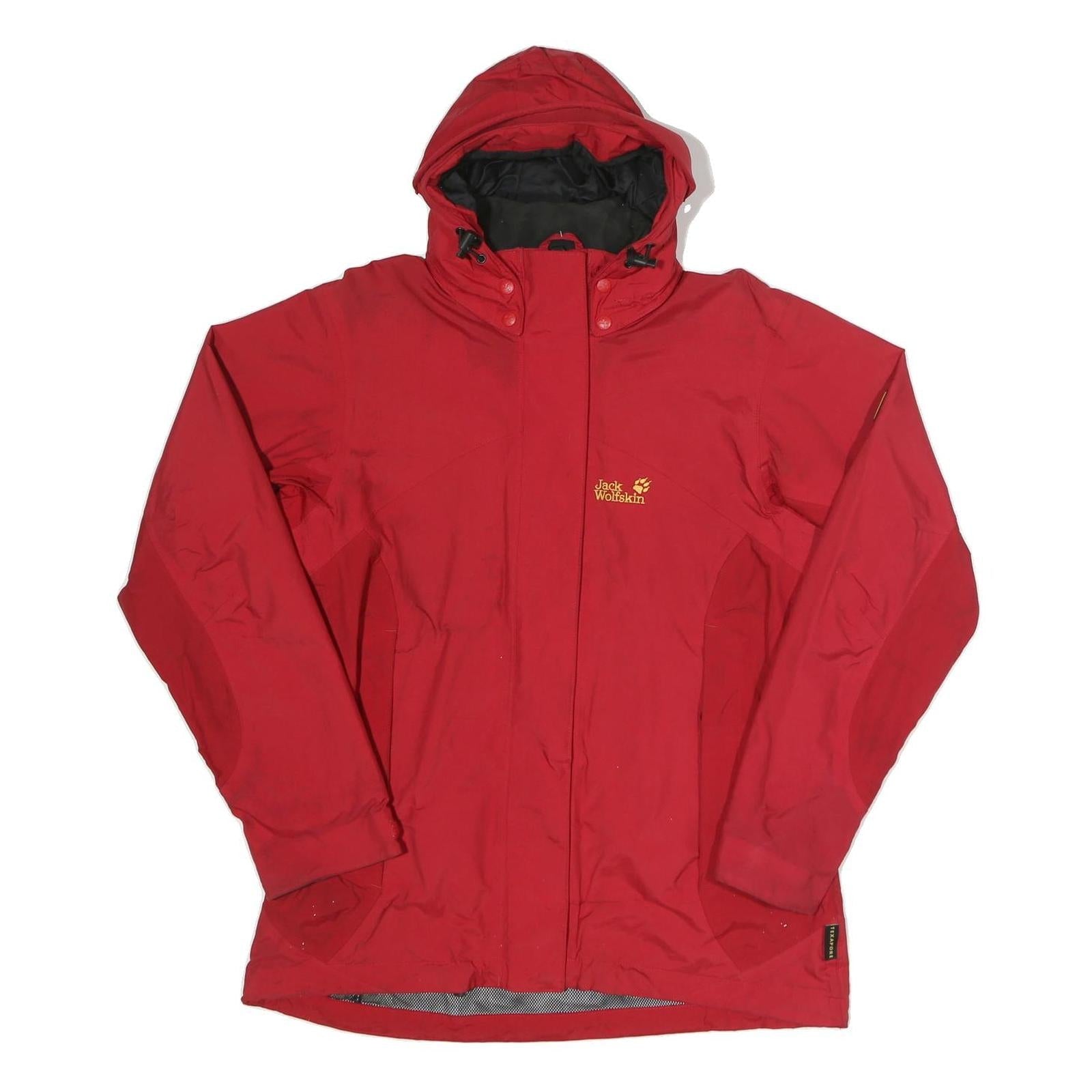 JACK WOLFSKIN Womens Red Outdoor Jacket UK 16 Polyamide Waterproof Zip Hooded Refurbished - N/A refurbished available on Cerqular