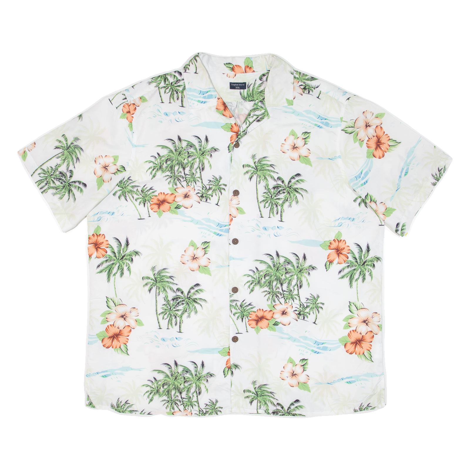 TROPICAL STORM Mens Hawaiian Shirt White Floral 2XL Refurbished - N/A refurbished available on Cerqular