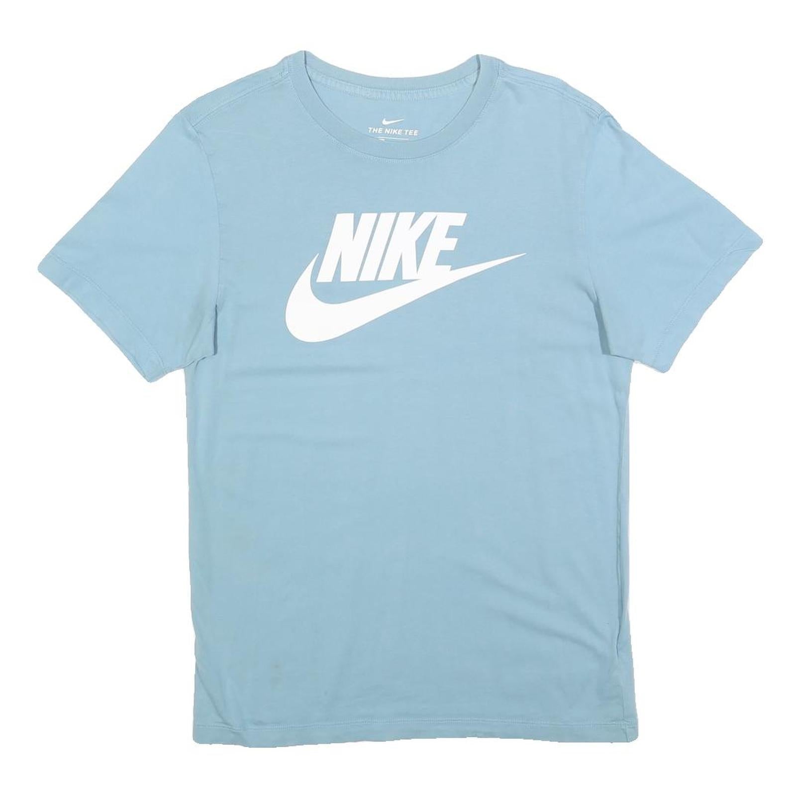 NIKE Mens Blue Slogan T-Shirt S Short Sleeve Crew Neck Cotton Blend Casual Refurbished - N/A refurbished available on Cerqular