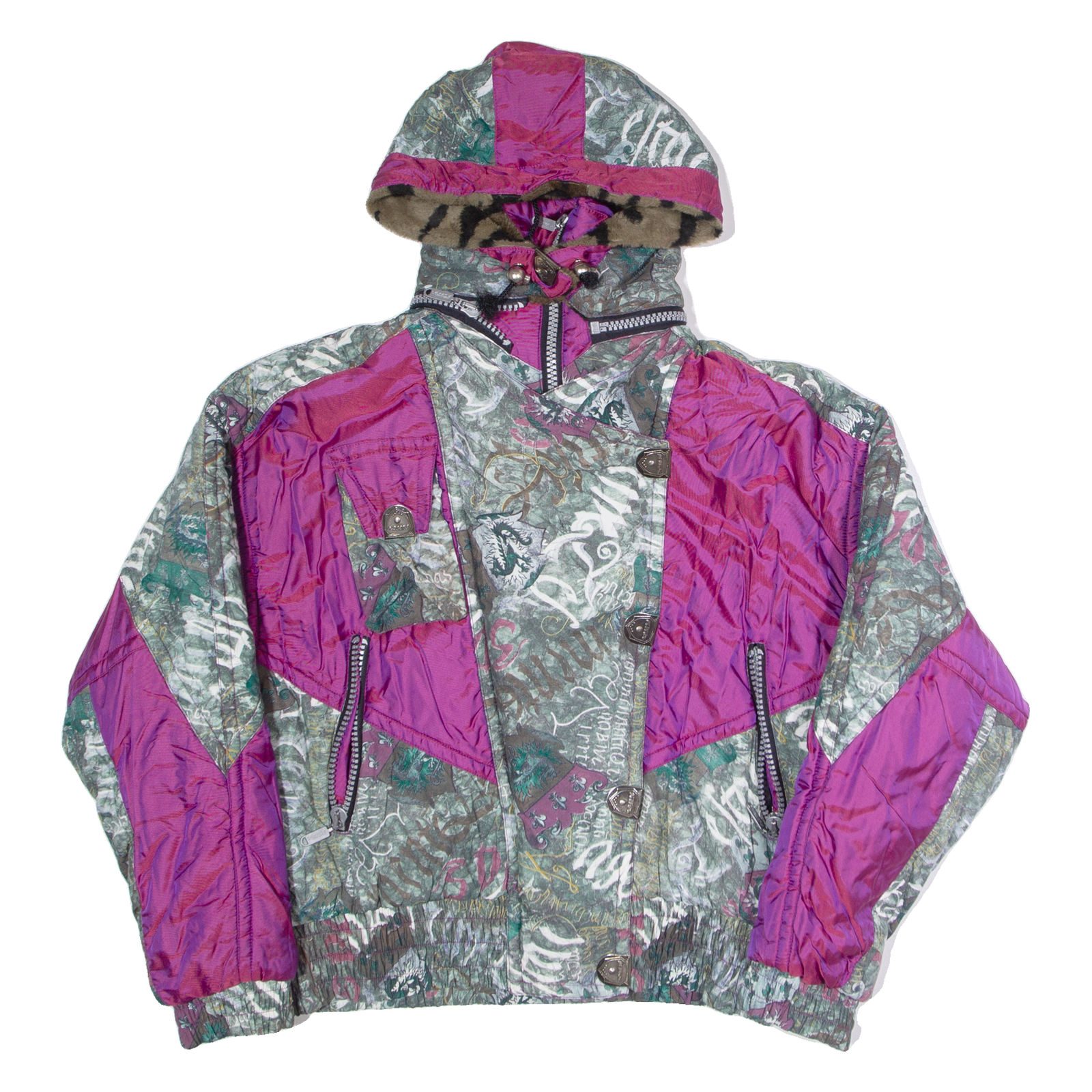 KITEX Womens Puffer Coat Purple 90s Crazy Pattern UK 18 Refurbished - N/A refurbished available on Cerqular