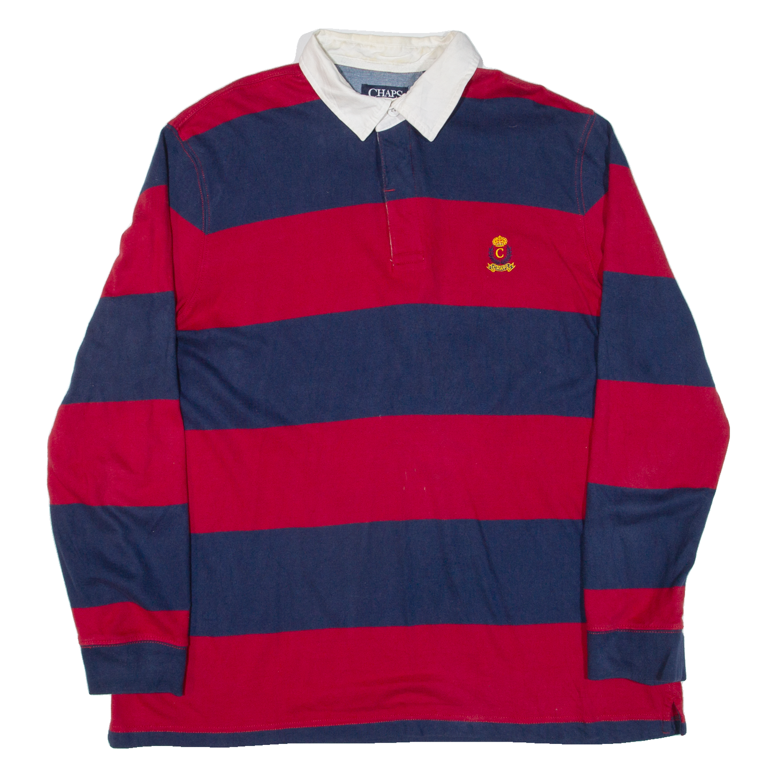 CHAPS Mens Polo Shirt Blue Striped Long Sleeve 2XL Refurbished - N/A refurbished available on Cerqular