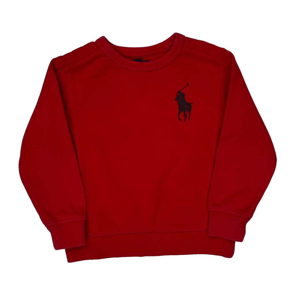Age 4 Polo By Ralph Lauren Sweatshirt - 2XS Red Cotton Blend Refurbished - Thrifted (note: this is a term often used to describe second- refurbished available on Cerqular