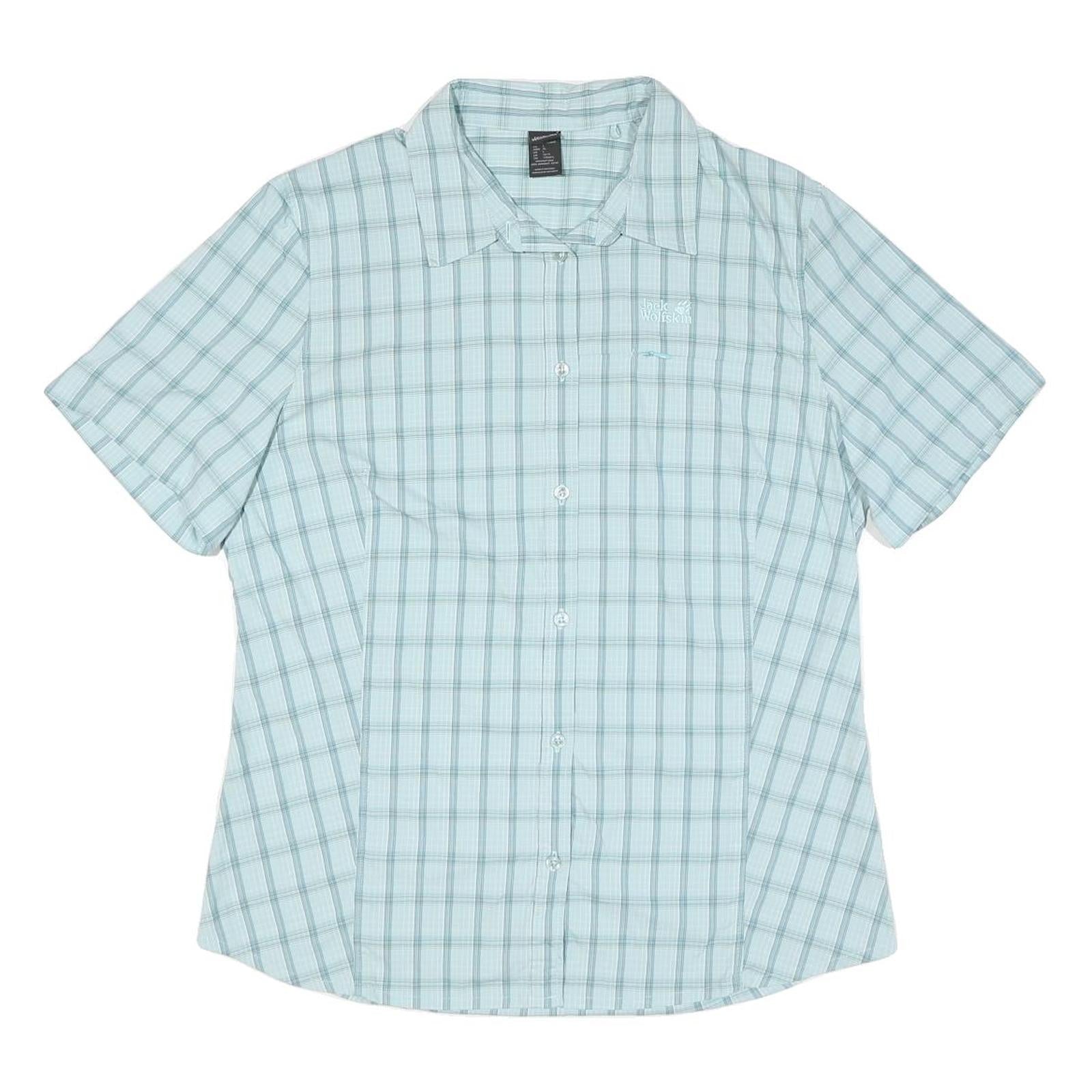 JACK WOLFSKIN Womens Blue & Grey Check Shirt L Lightweight Outdoor Button Shirt Refurbished - N/A refurbished available on Cerqular