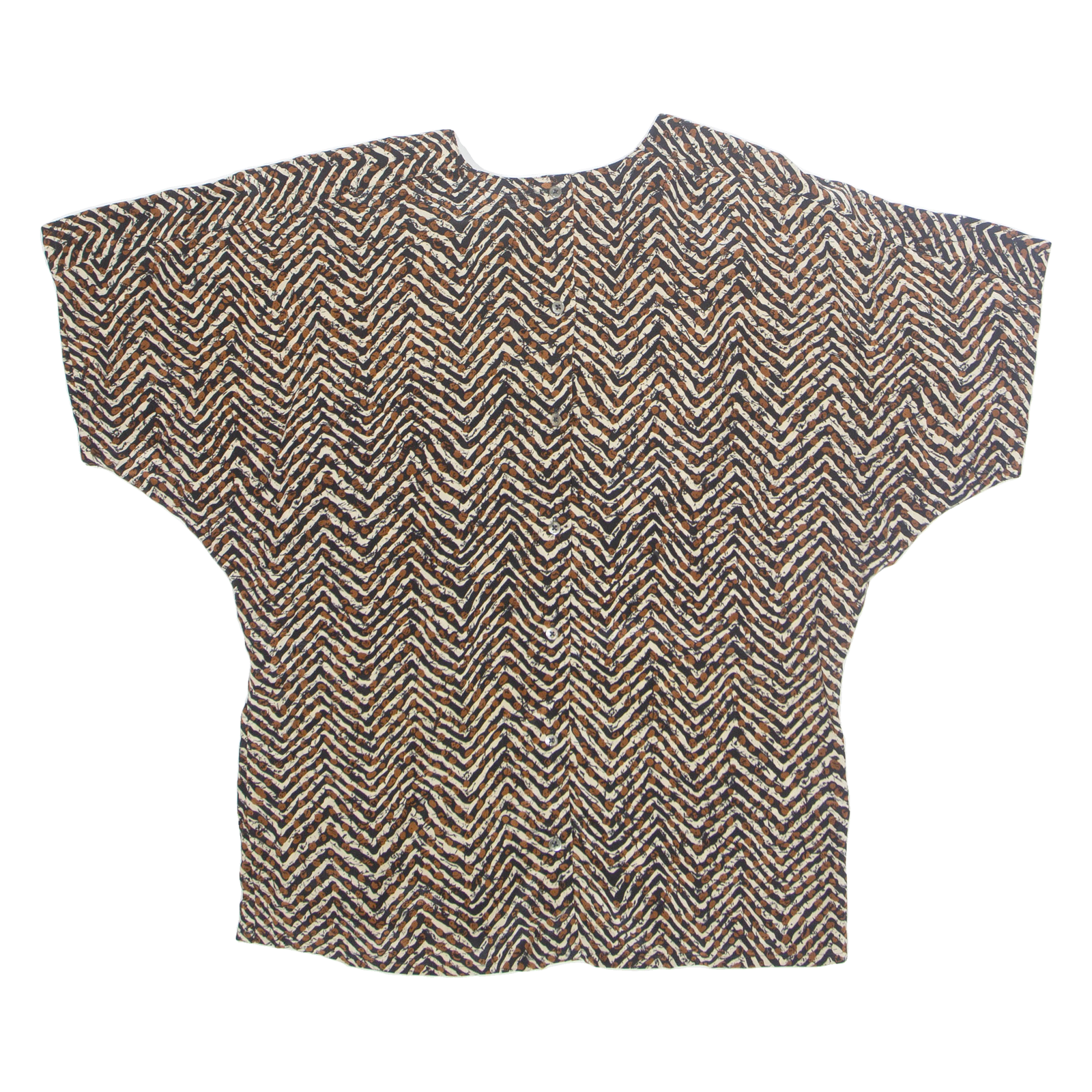 ELLEN TRACY Womens Printed Top Brown Silk Crazy Pattern S Refurbished - N/A refurbished available on Cerqular