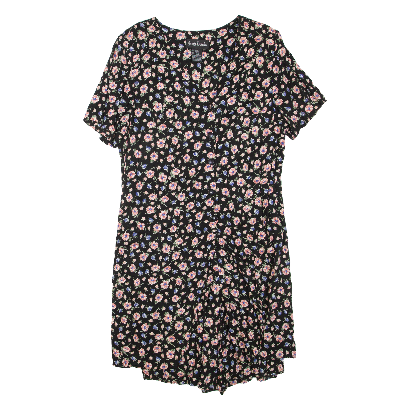 JAMIE BROOKS Womens Day Dress Black Floral Short Sleeve Knee Length UK 14 Refurbished - N/A refurbished available on Cerqular
