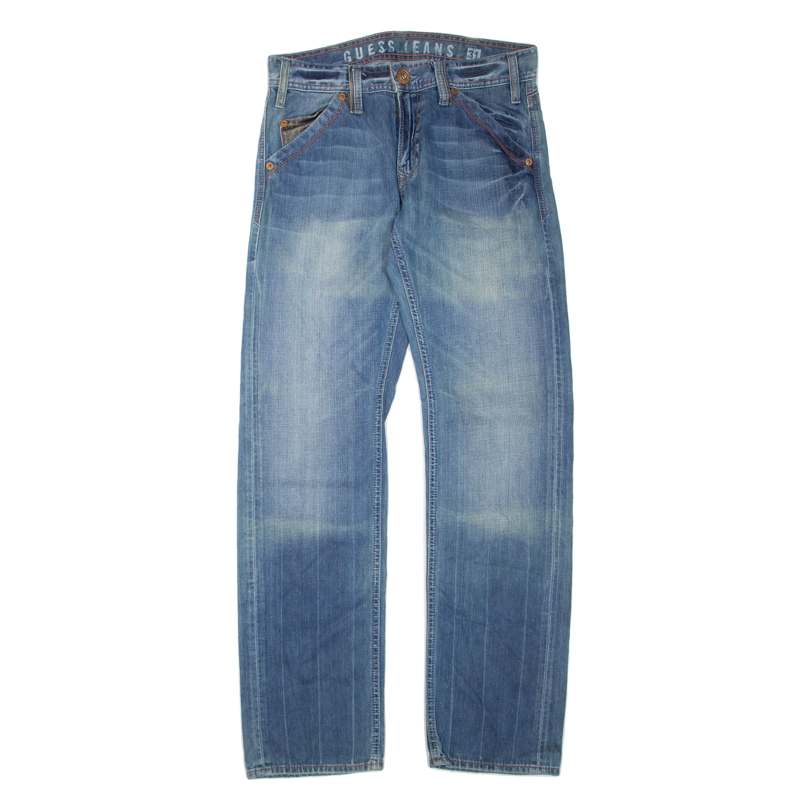 GUESS JEANS Womens Jeans Blue Regular Straight Stone Wash W31 L34 Refurbished - N/A refurbished available on Cerqular