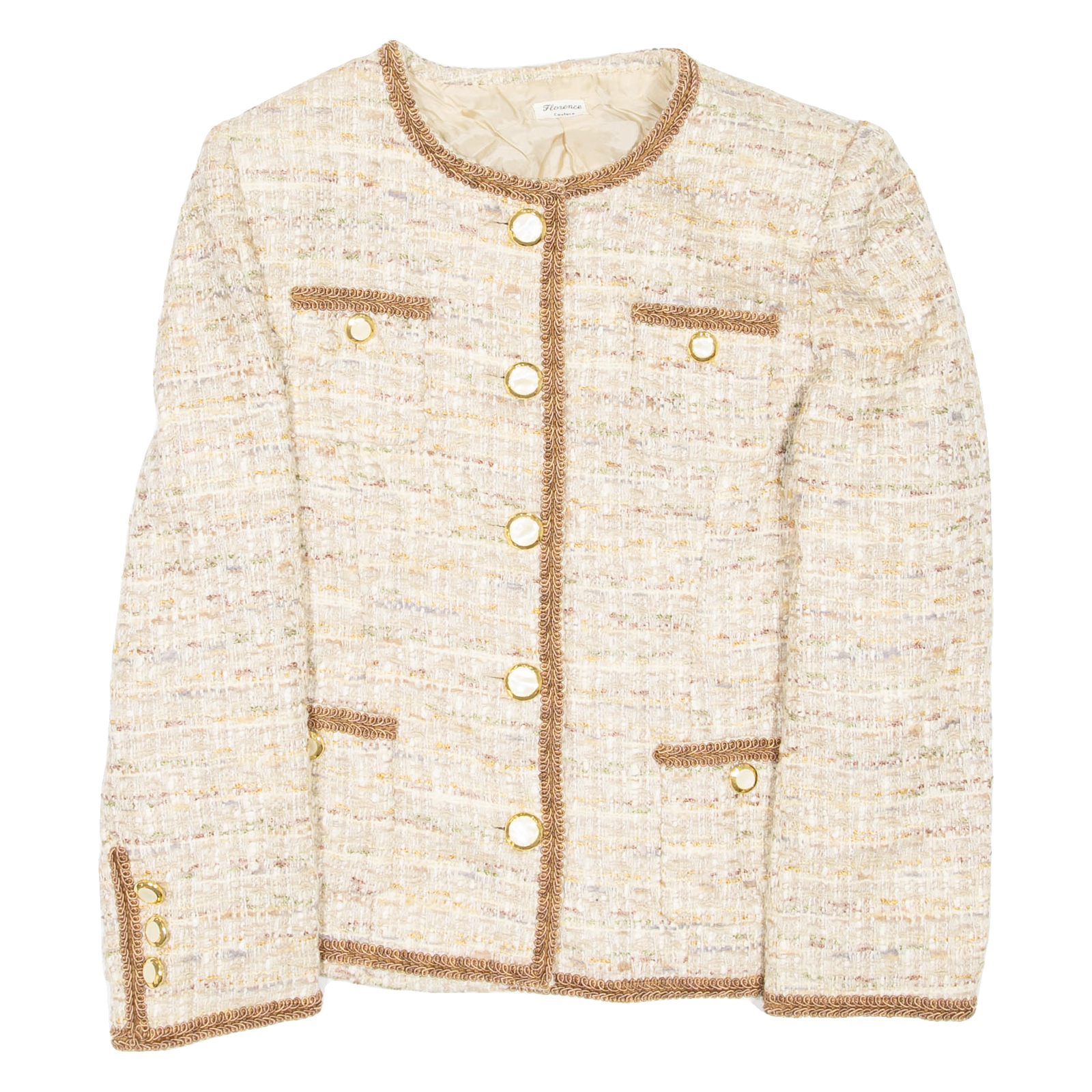 FLORENCE COUTURE Womens Blazer Coat Beige M Refurbished - N/A refurbished available on Cerqular