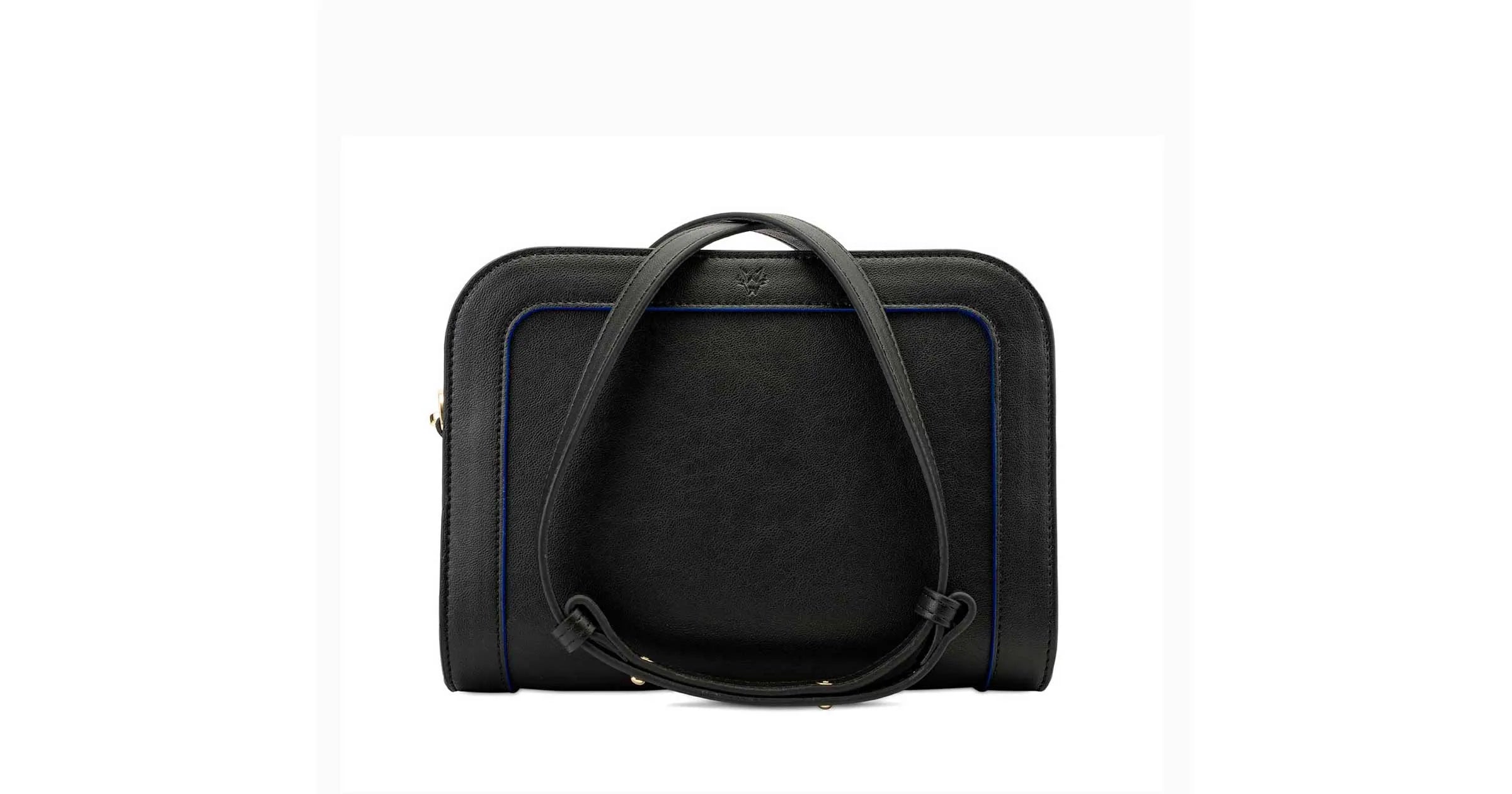 The Wilton Crossbody Bag in Black & Cobalt Blue Refurbished - Watson & Wolfe refurbished available on Cerqular