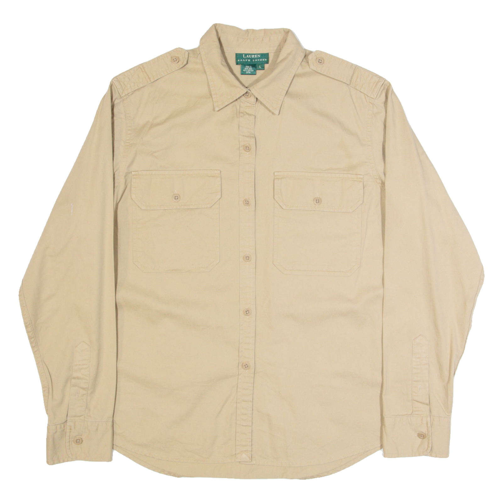 LAUREN RALPH LAUREN Womens Plain Shirt Beige Long Sleeve L Refurbished - N/A refurbished available on Cerqular