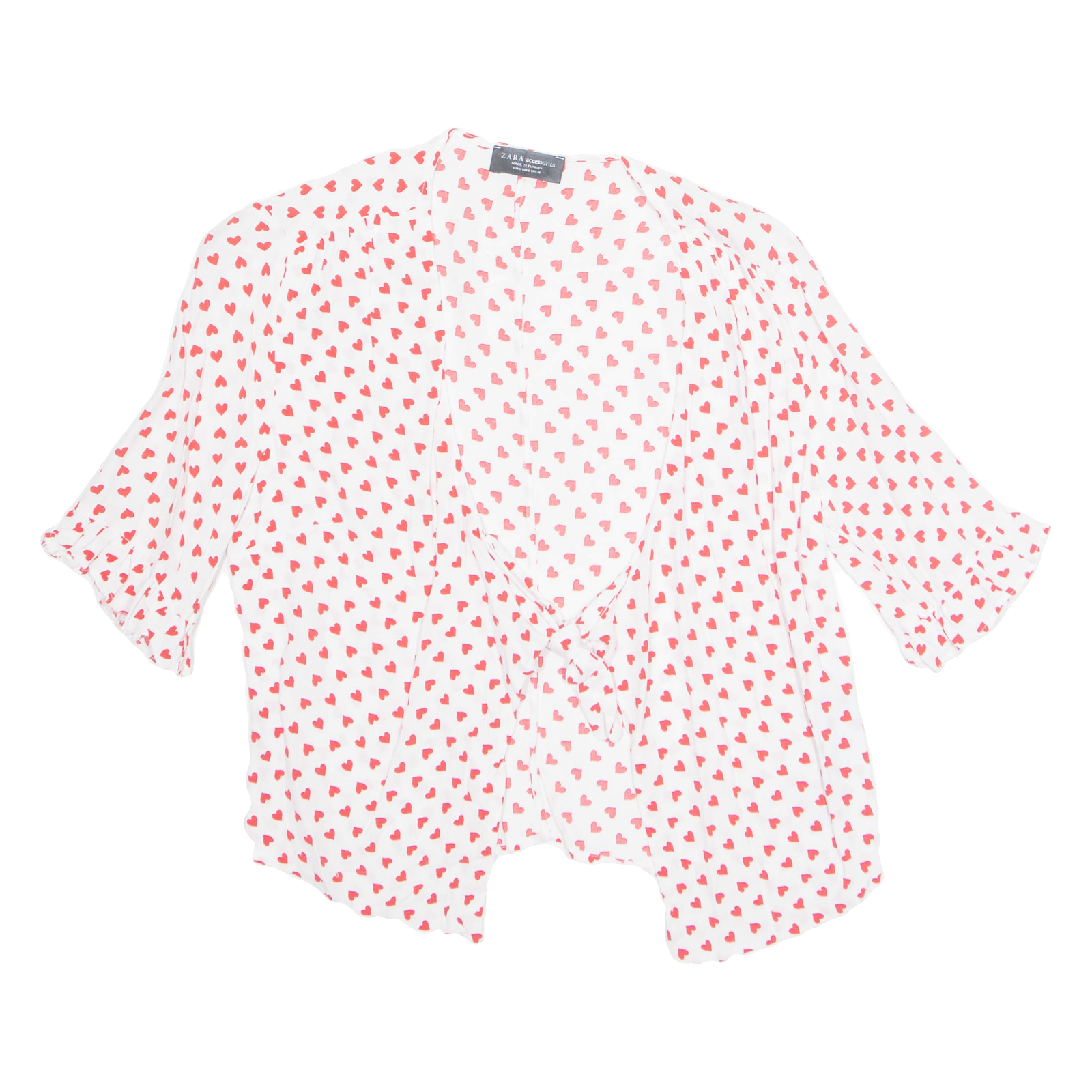 ZARA Heart Print Open Womens Printed Top White Spotted S Refurbished - N/A refurbished available on Cerqular