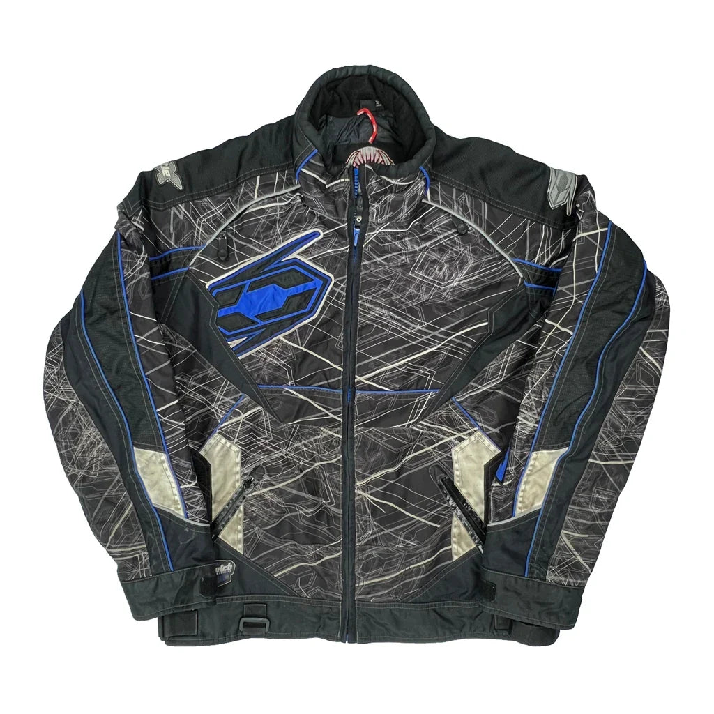 Racewear Castle X Racewear Graphic Ski Jacket - Medium Grey Polyester Refurbished - Thrifted (note: this is a term often used to describe second- refurbished available on Cerqular