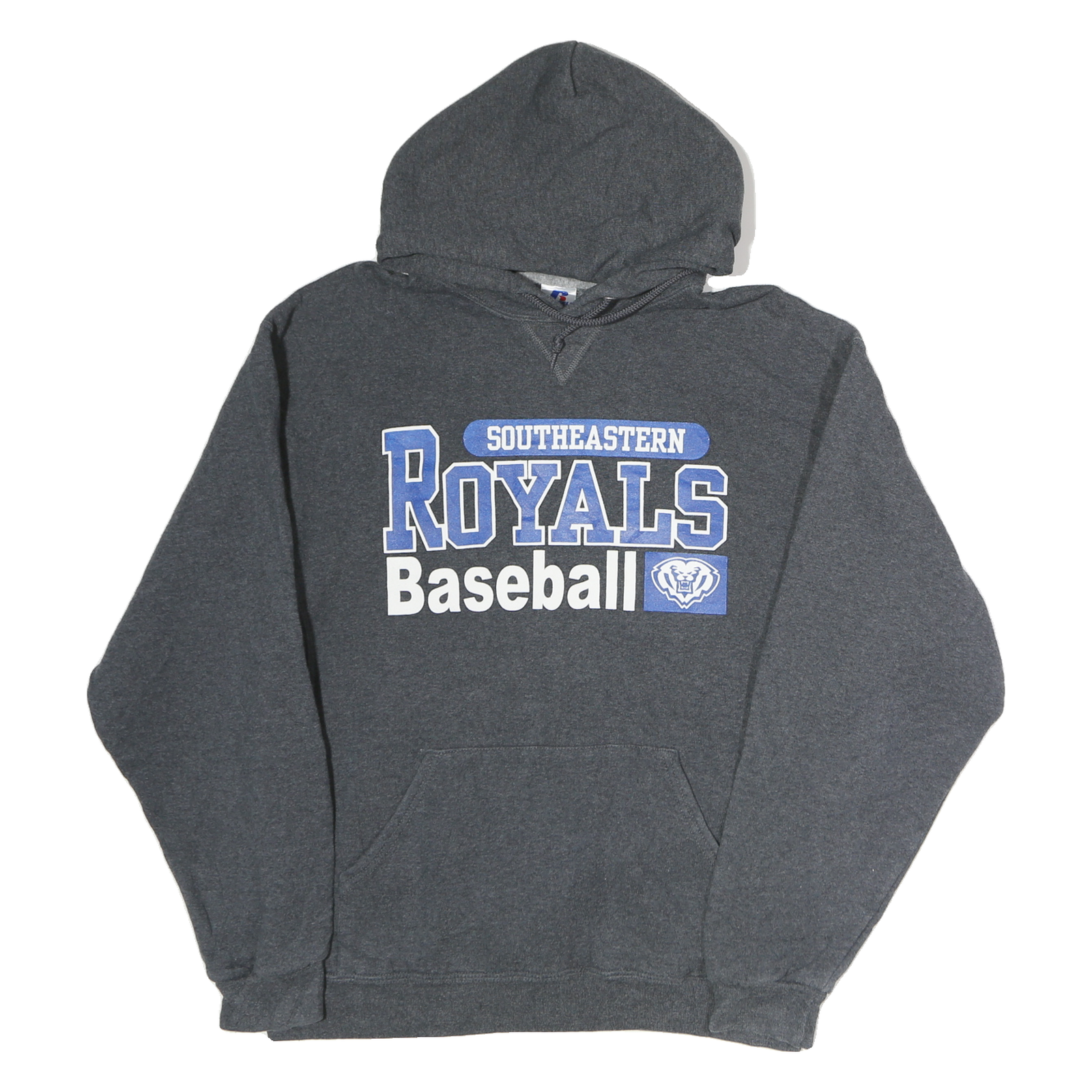 RUSSELL ATHLETIC Mens Grey Southeastern Royals Baseball Hoodie L Cotton Refurbished - N/A refurbished available on Cerqular