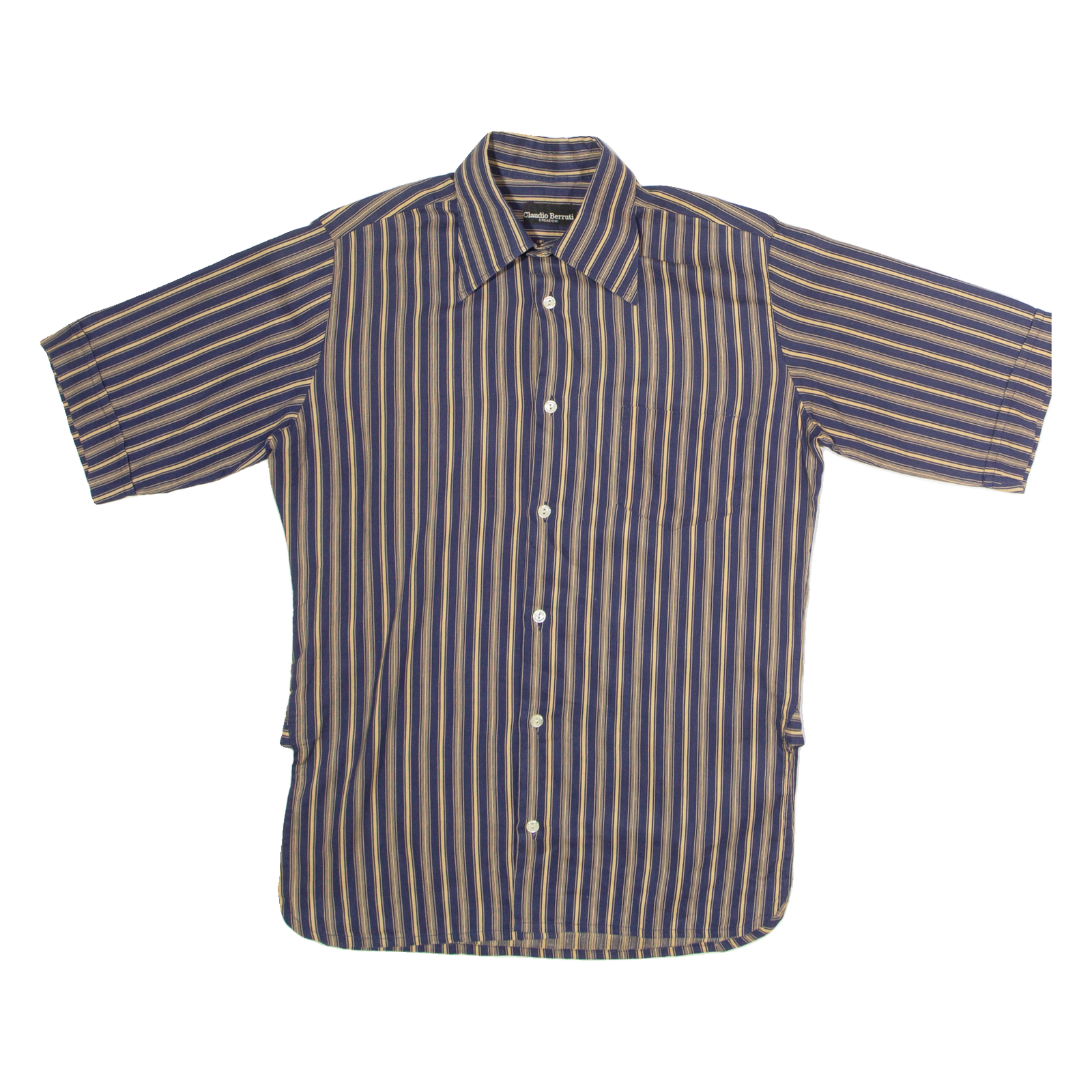 CLAUDIO BERRUTI Mens Shirt Blue 90s Striped S Refurbished - N/A refurbished available on Cerqular