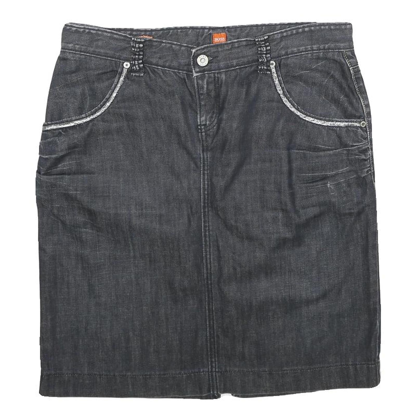 BOSS HUGO BOSS Womens Black Denim Mini Cotton Skirt UK 12 Stylish Casual Refurbished - N/A refurbished available on Cerqular
